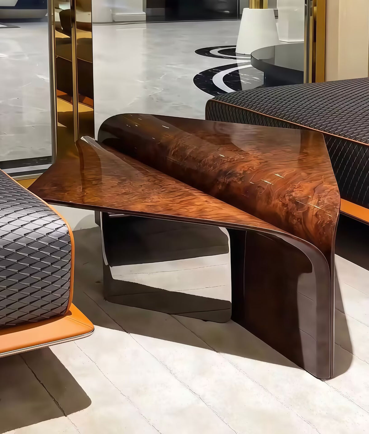Styal Unique Creativity Irregular Solid Wood Curved Surface Side Table