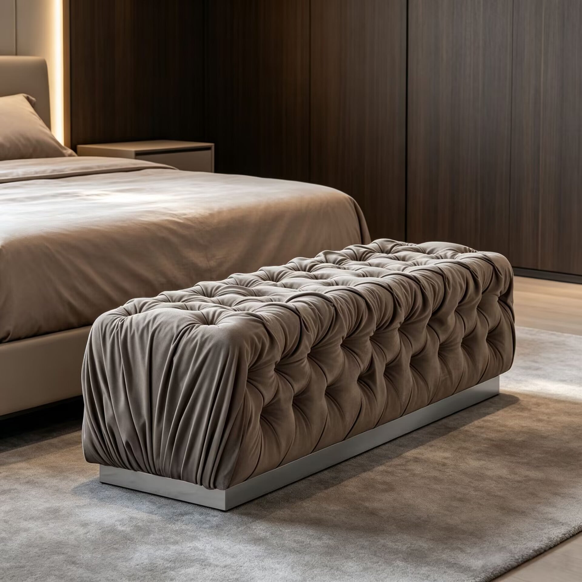 Sunrise Designer High Quality Minimalist Fabric Bed End Bench