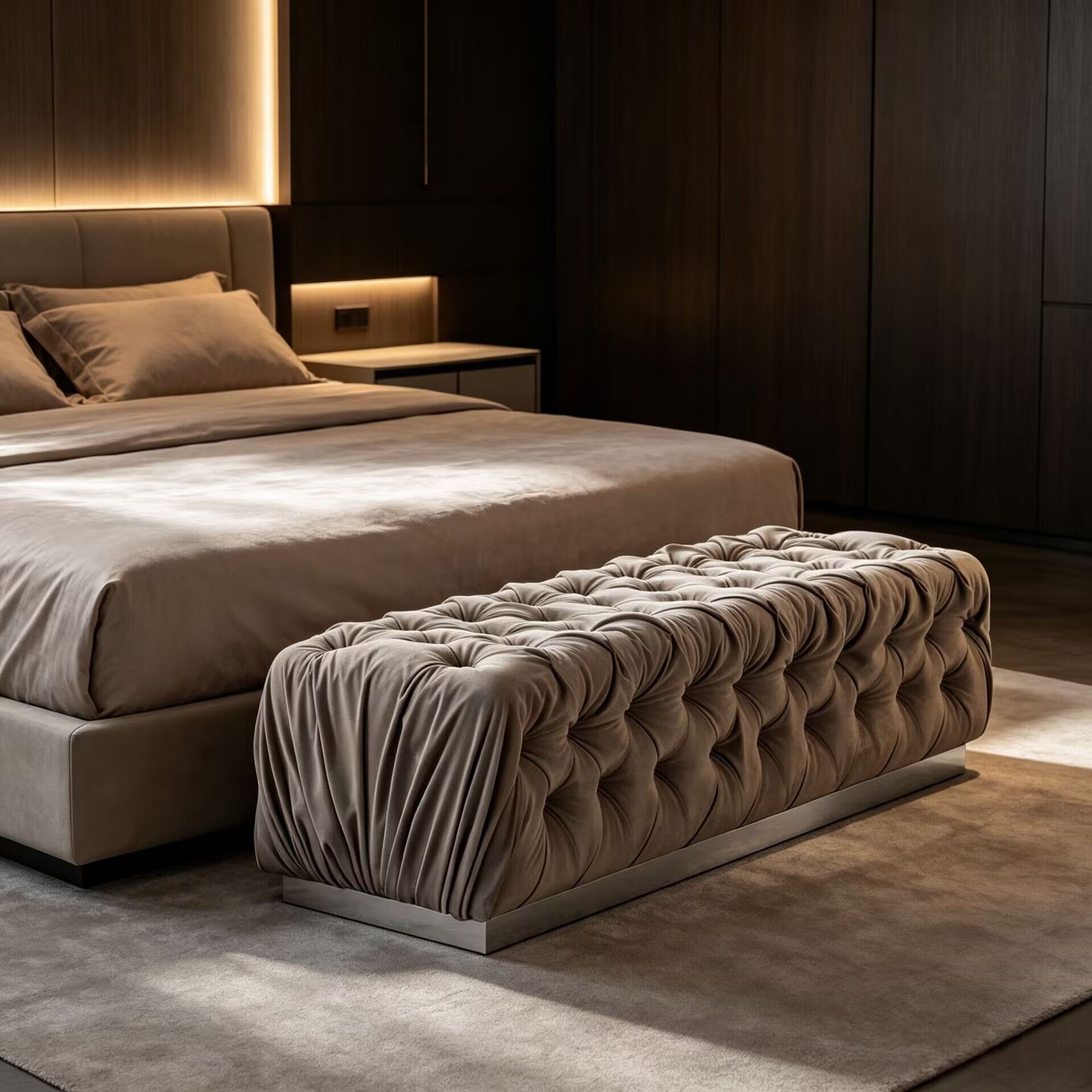 Sunrise Designer High Quality Minimalist Fabric Bed End Bench