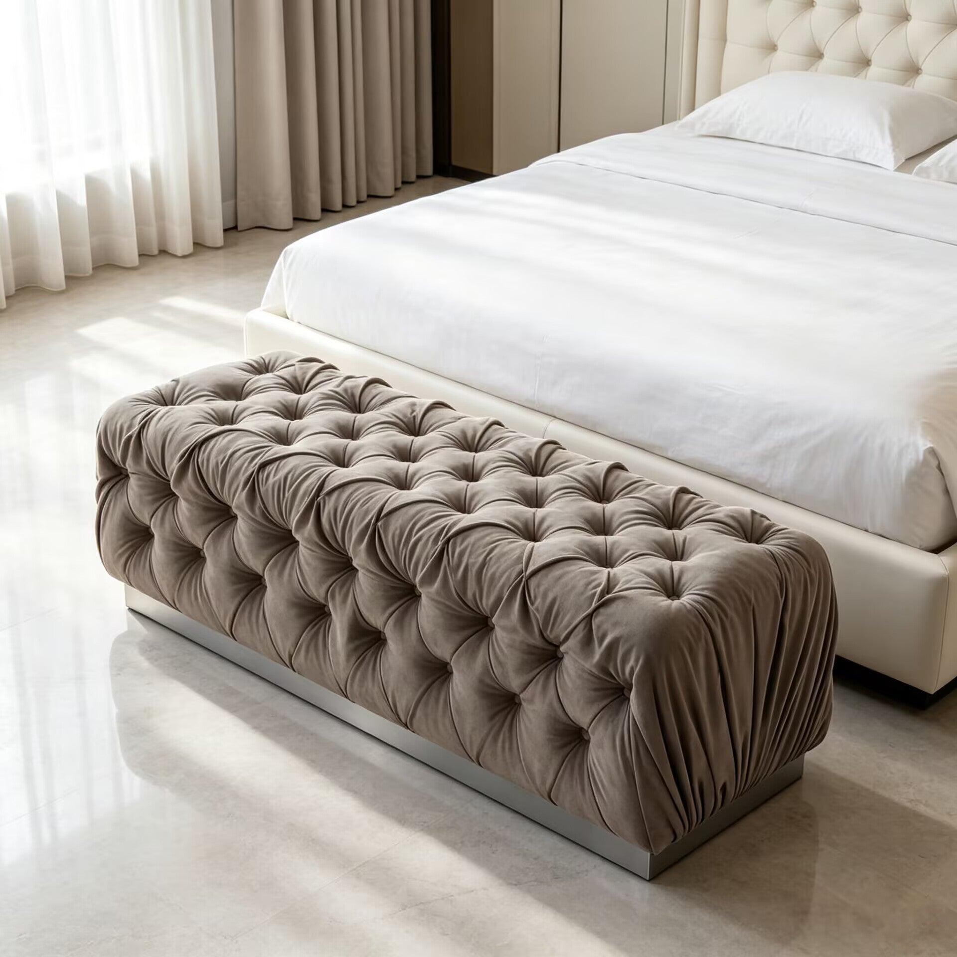 Sunrise Designer High Quality Minimalist Fabric Bed End Bench