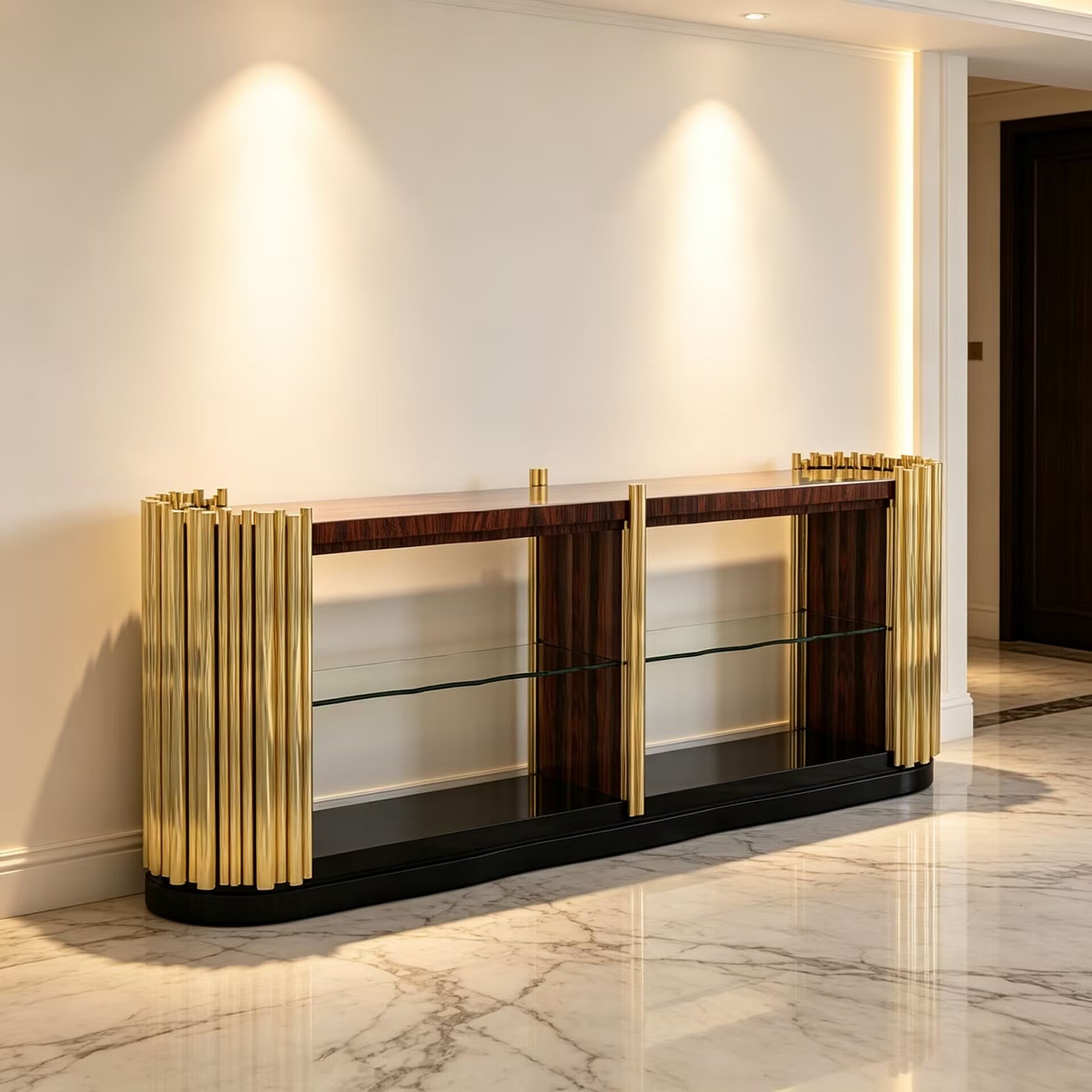 Symphony Modern Villa Living Room Creative Metal Solid Wood Console