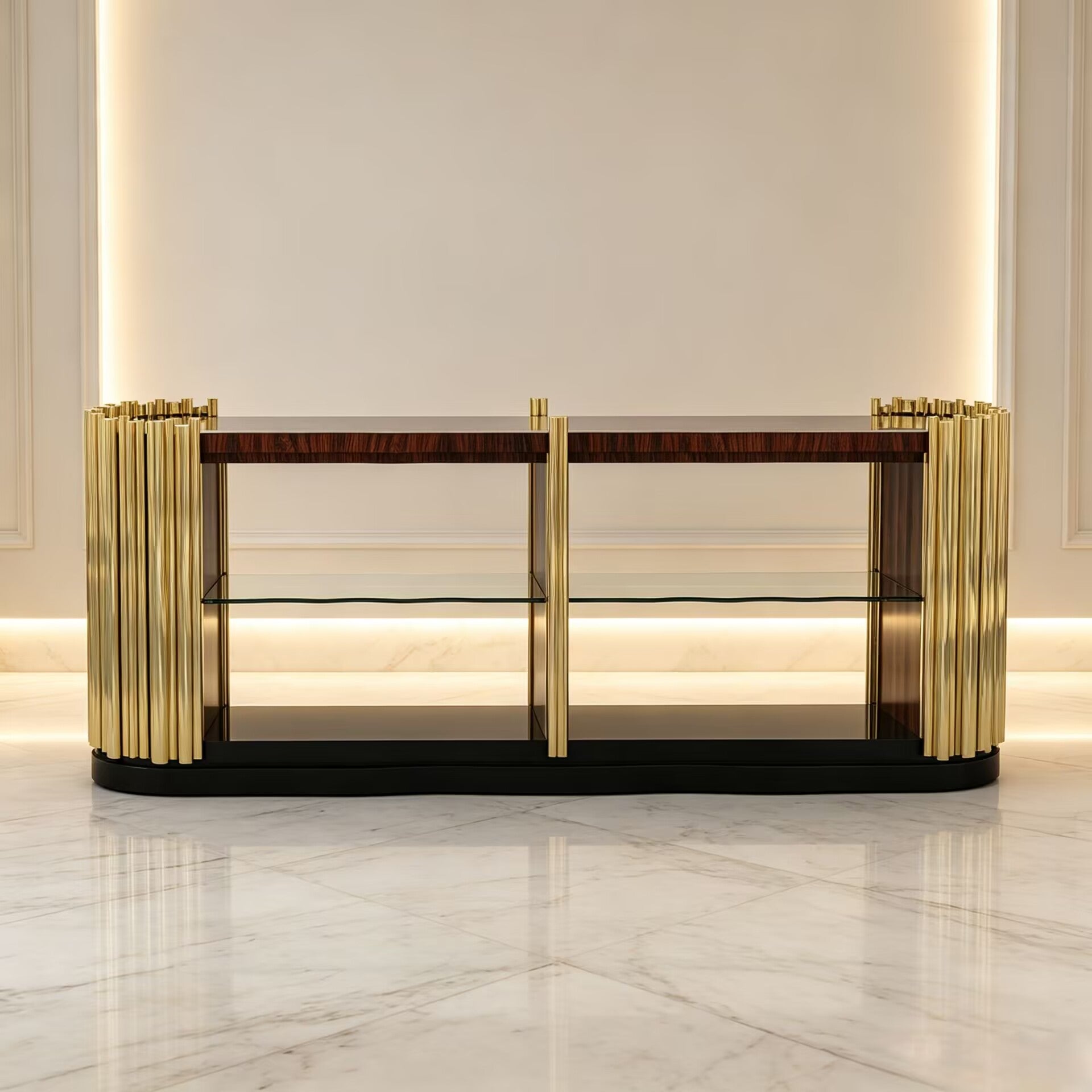 Symphony Modern Villa Living Room Creative Metal Solid Wood Console