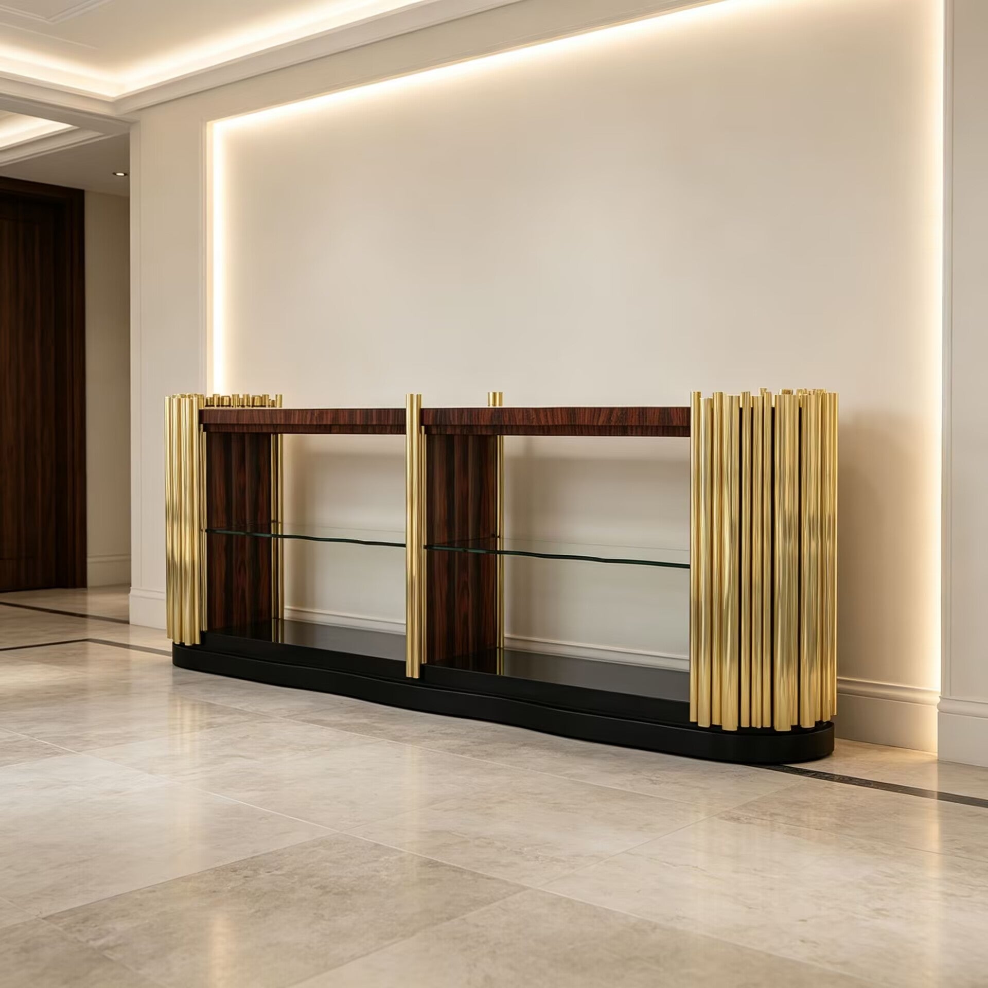 Symphony Modern Villa Living Room Creative Metal Solid Wood Console