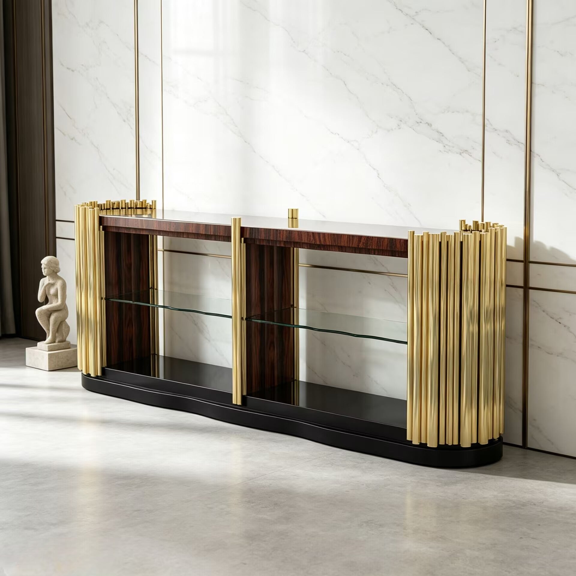 Symphony Modern Villa Living Room Creative Metal Solid Wood Console