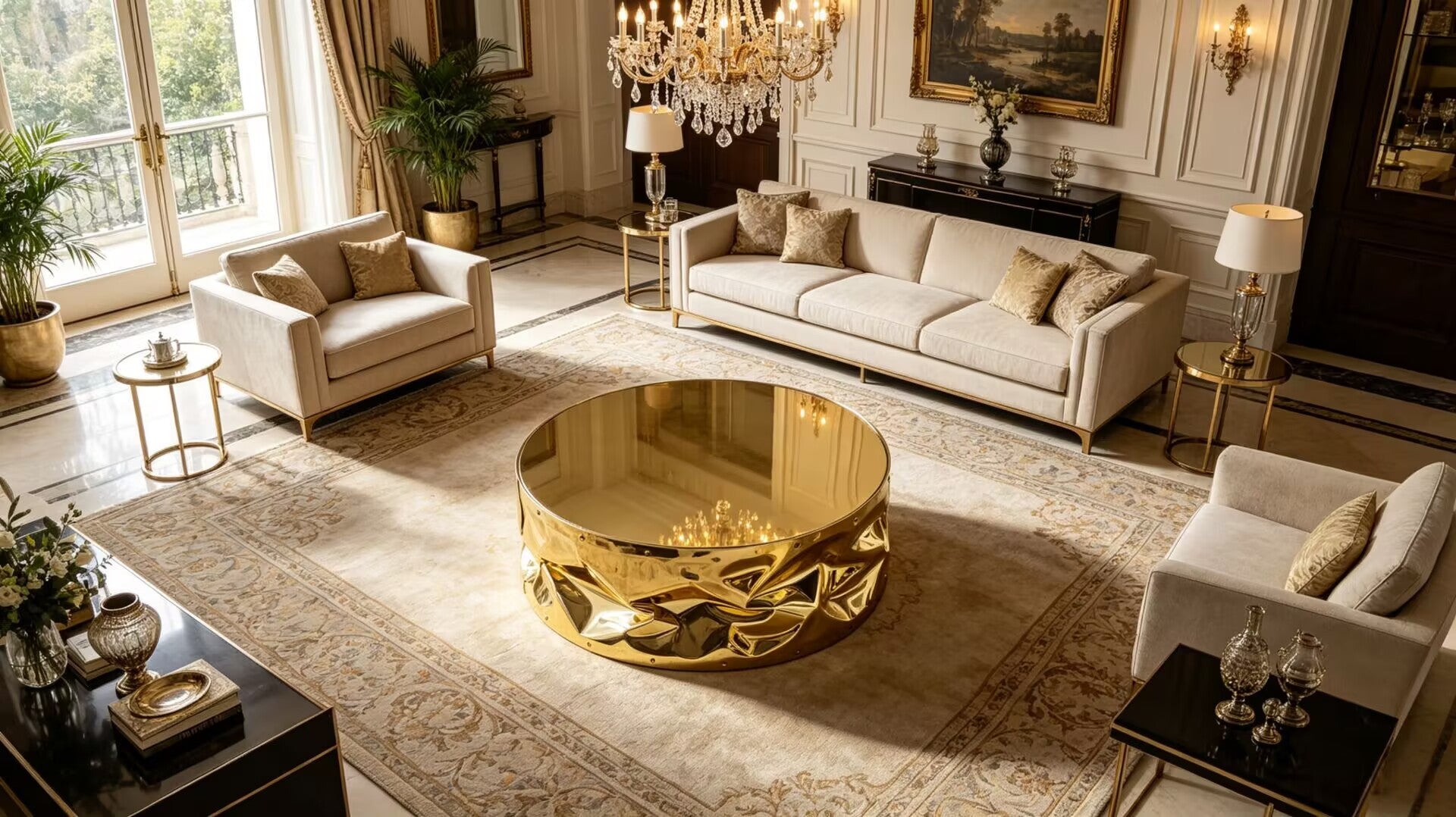 Tab.U High Quality Modern Stainless Steel Round Mirror Coffee Table