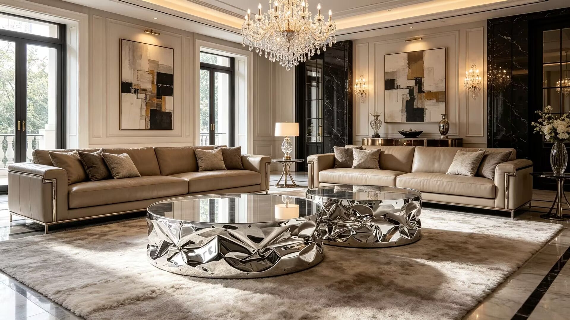 Tab.U High Quality Modern Stainless Steel Round Mirror Coffee Table