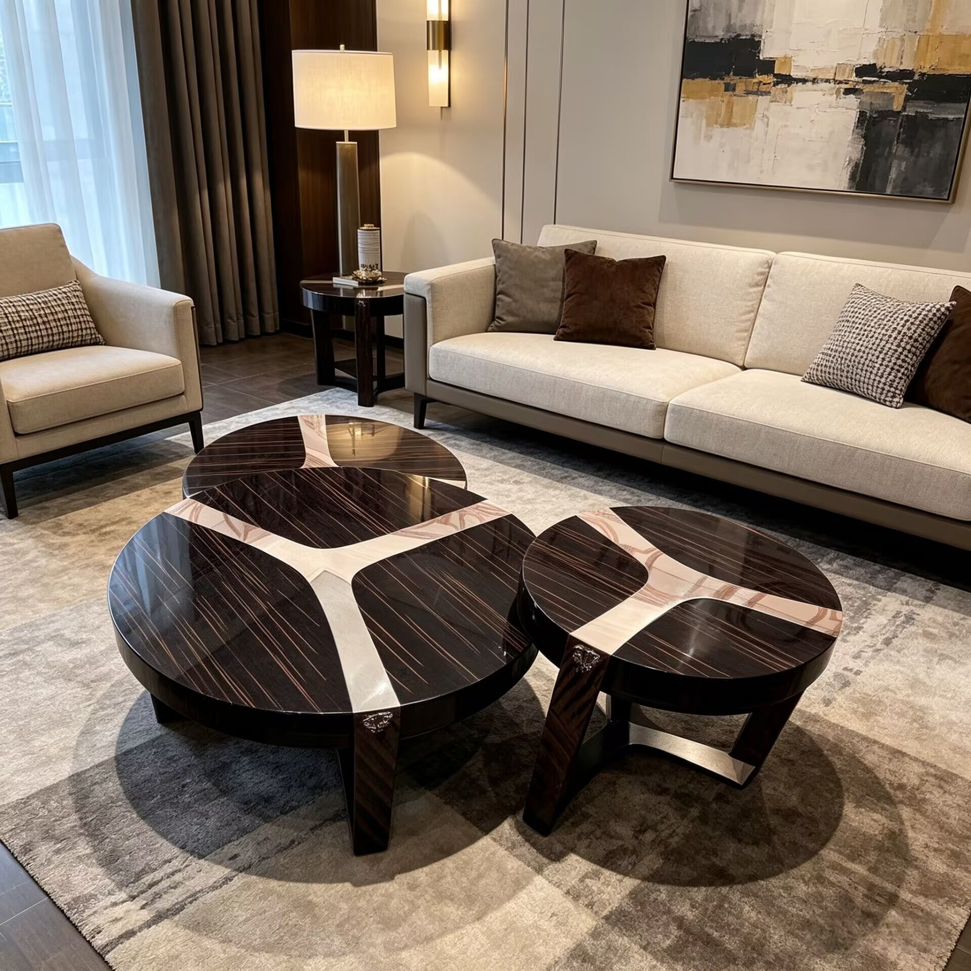 Tanguy High-End Living Room Solid Wood Combination Coffee Table