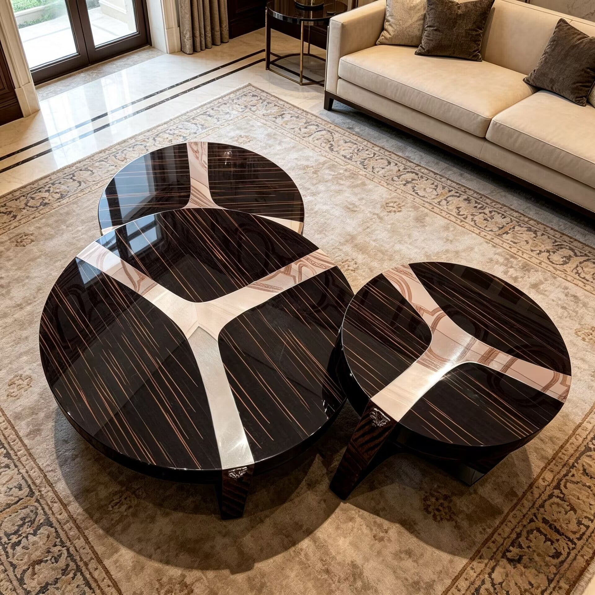 Tanguy High-End Living Room Solid Wood Combination Coffee Table