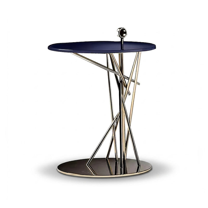 Tao Tavolino Artistic Stainless Steel Round Glass Small Side Table