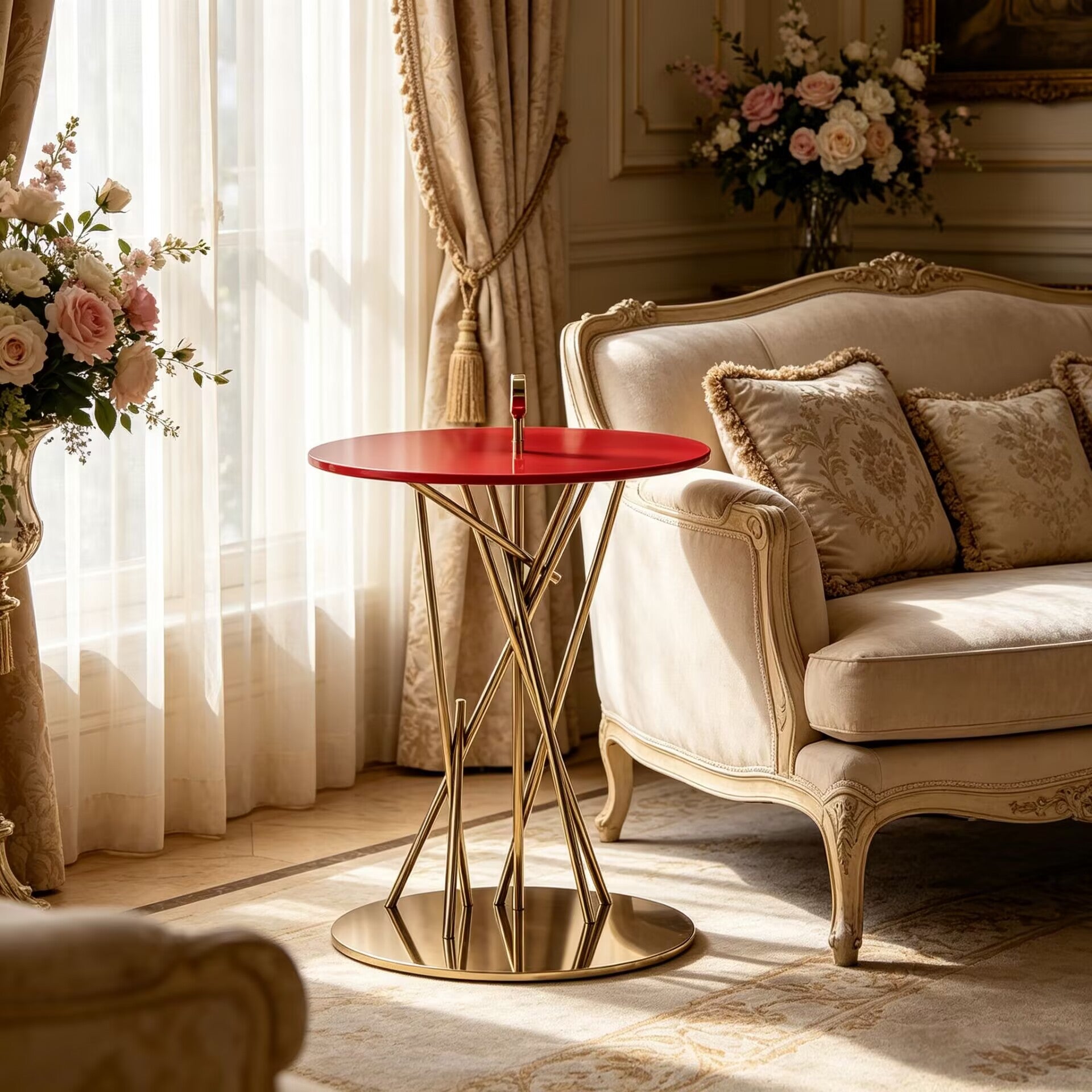 Tao Tavolino Artistic Stainless Steel Round Glass Small Side Table