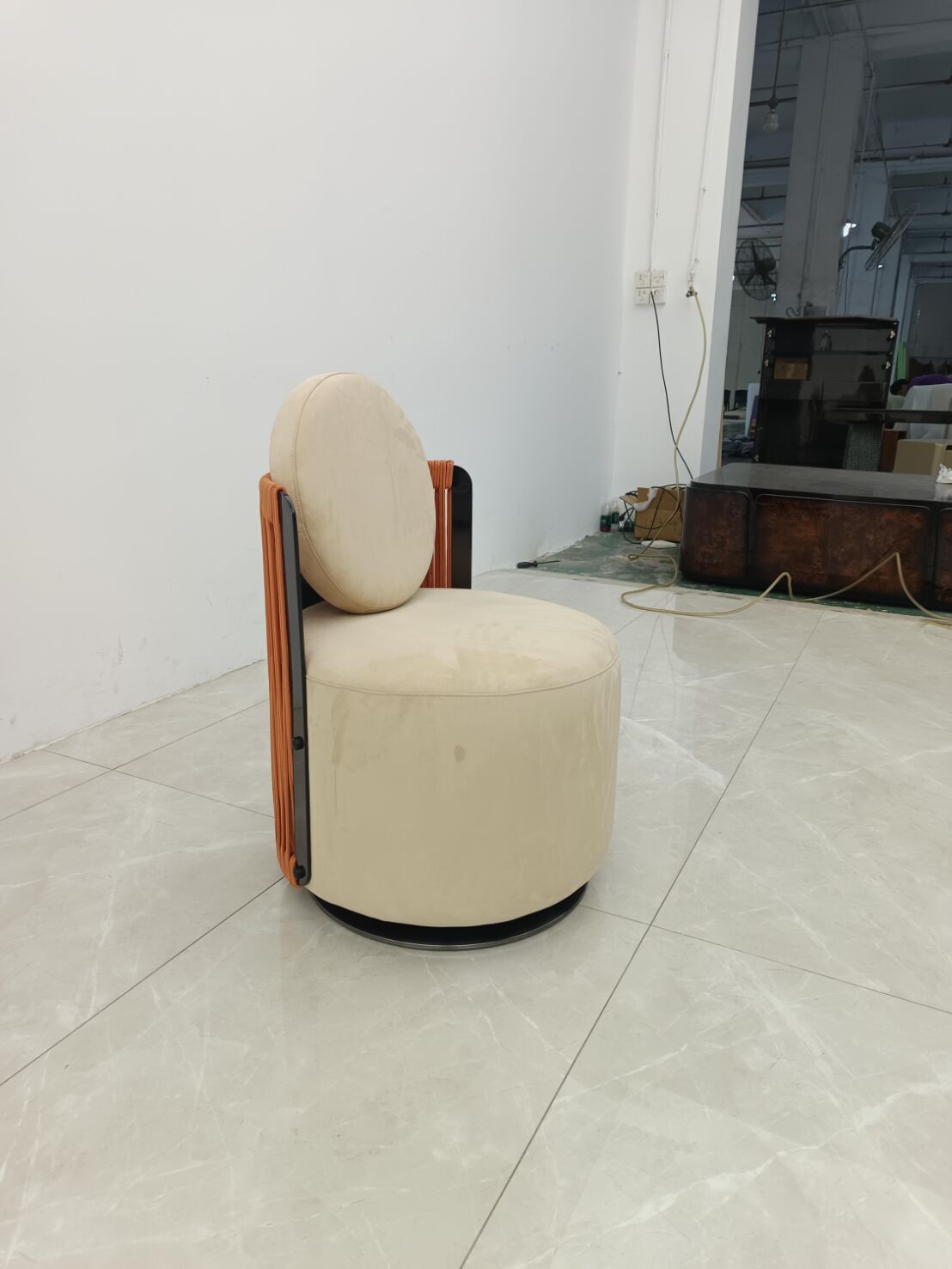 Thea High-End Designer Solid Wood Rotation Fabric Sofa Chair