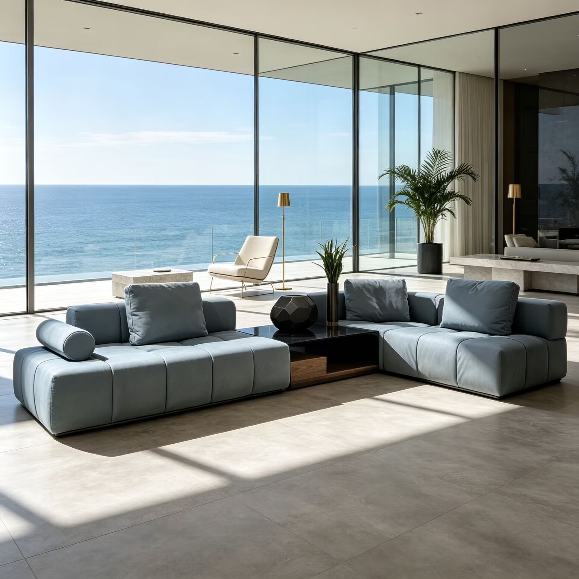 Thomas Luxurious High-End Solid Wood Minimalist Fabric Modular Sofa