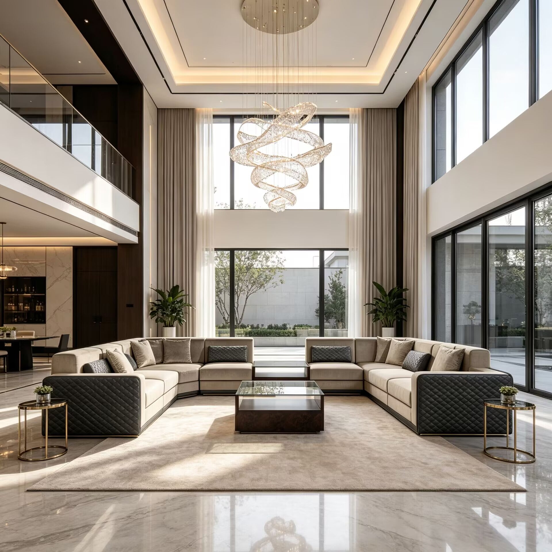 Thomson Villa Living Room Creativity Genuine Leather Corner Sofa