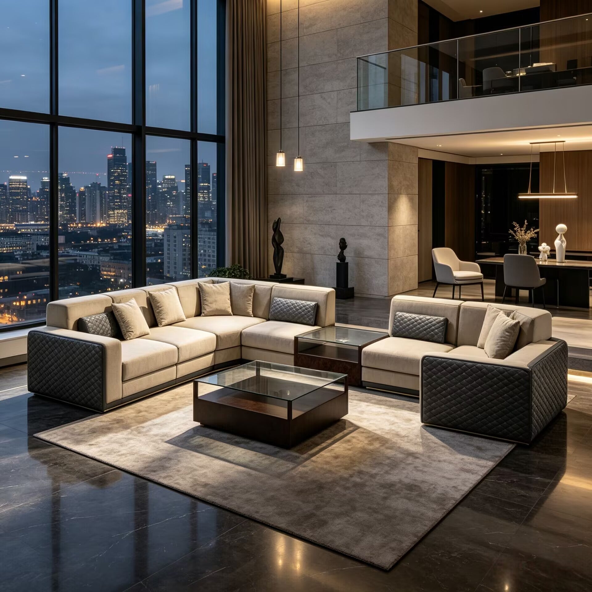 Thomson Villa Living Room Creativity Genuine Leather Corner Sofa