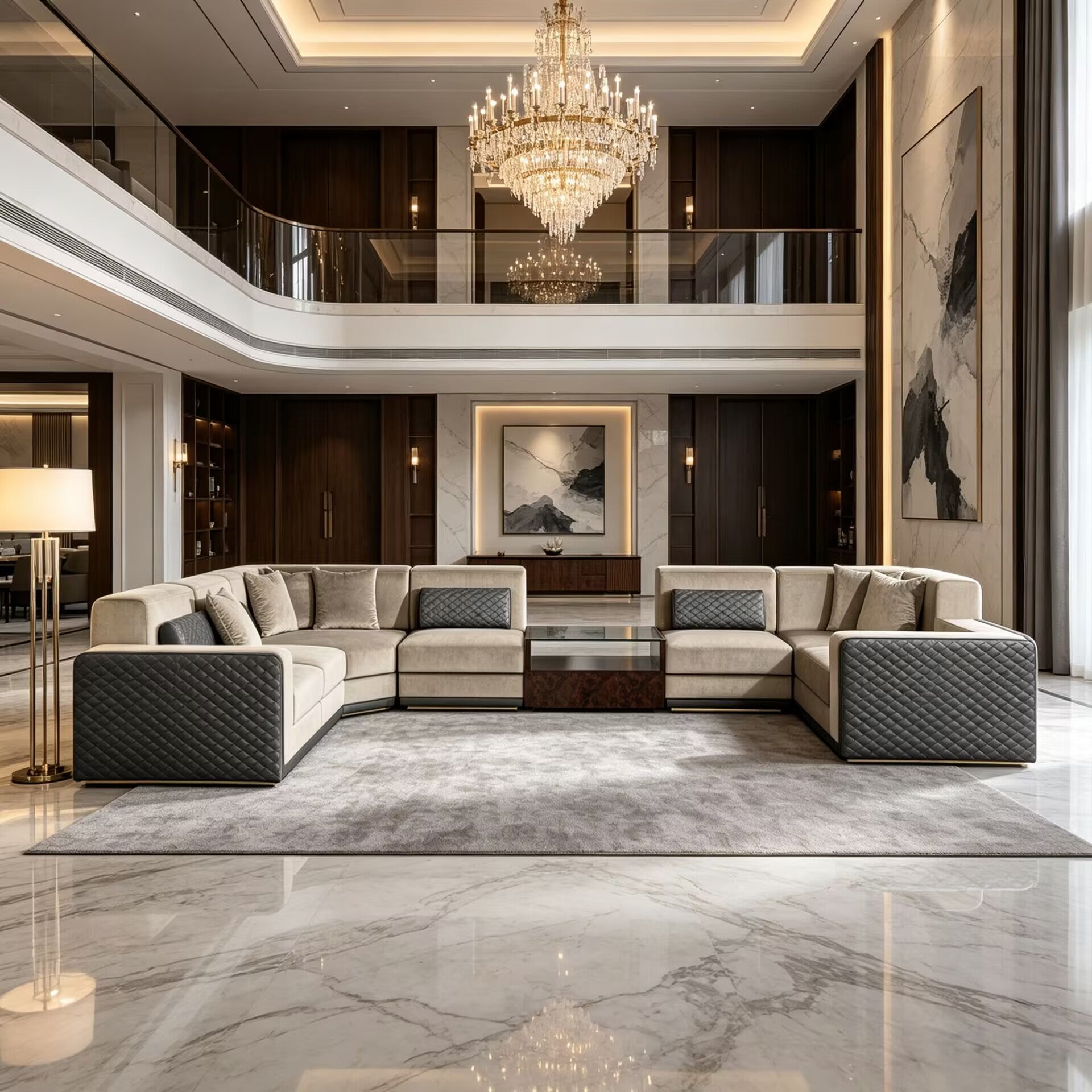 Thomson Villa Living Room Creativity Genuine Leather Corner Sofa