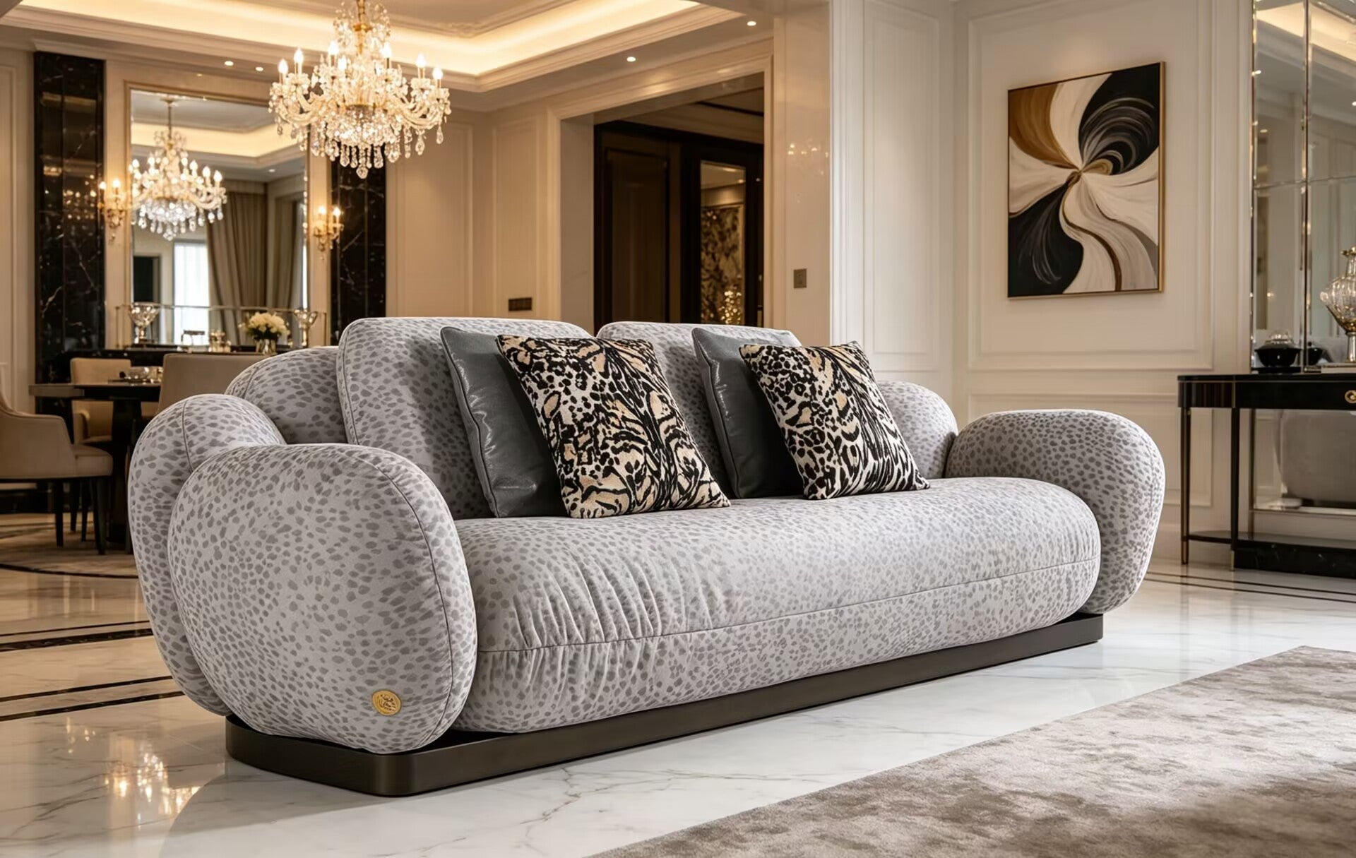 Tobago Villa Living Room Italian Luxury Straight Fabric Clouds Sofa