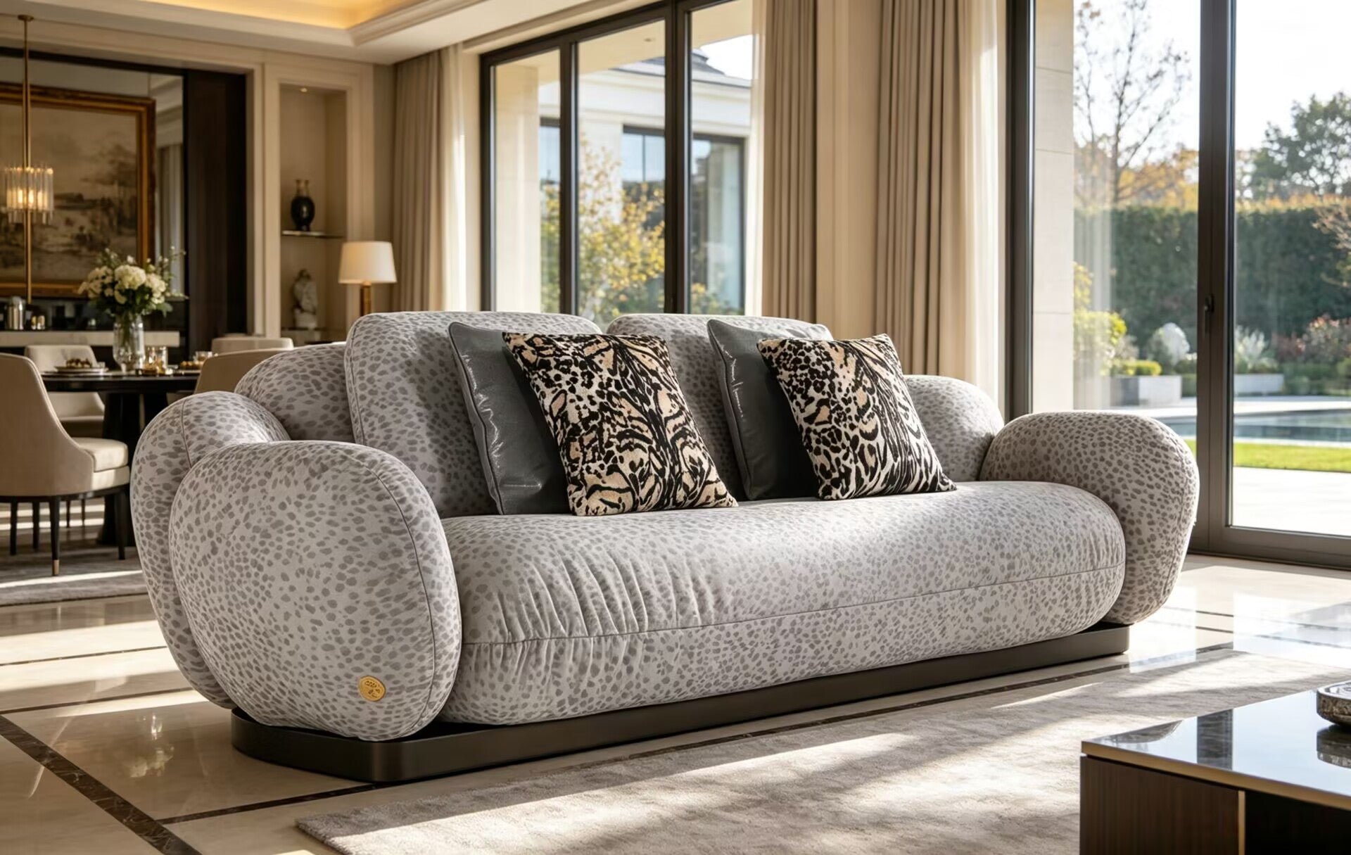 Tobago Villa Living Room Italian Luxury Straight Fabric Clouds Sofa