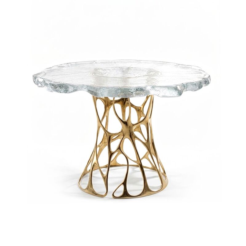 Tree Grain High-End Designer Irregular Metal Resin Side Table