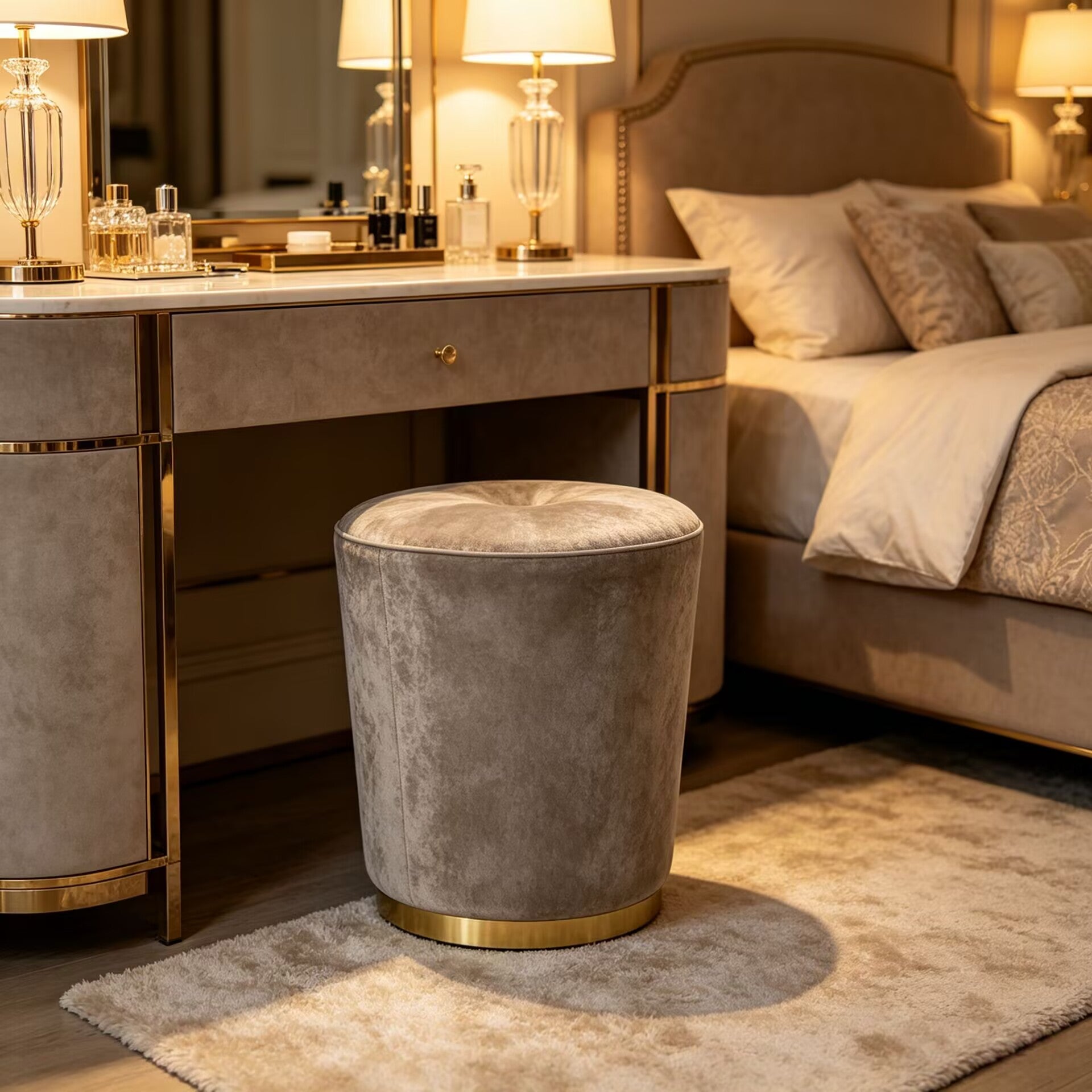 Tresor Luxurious Creativity High-End Velvet Upholstery Vanity Stool