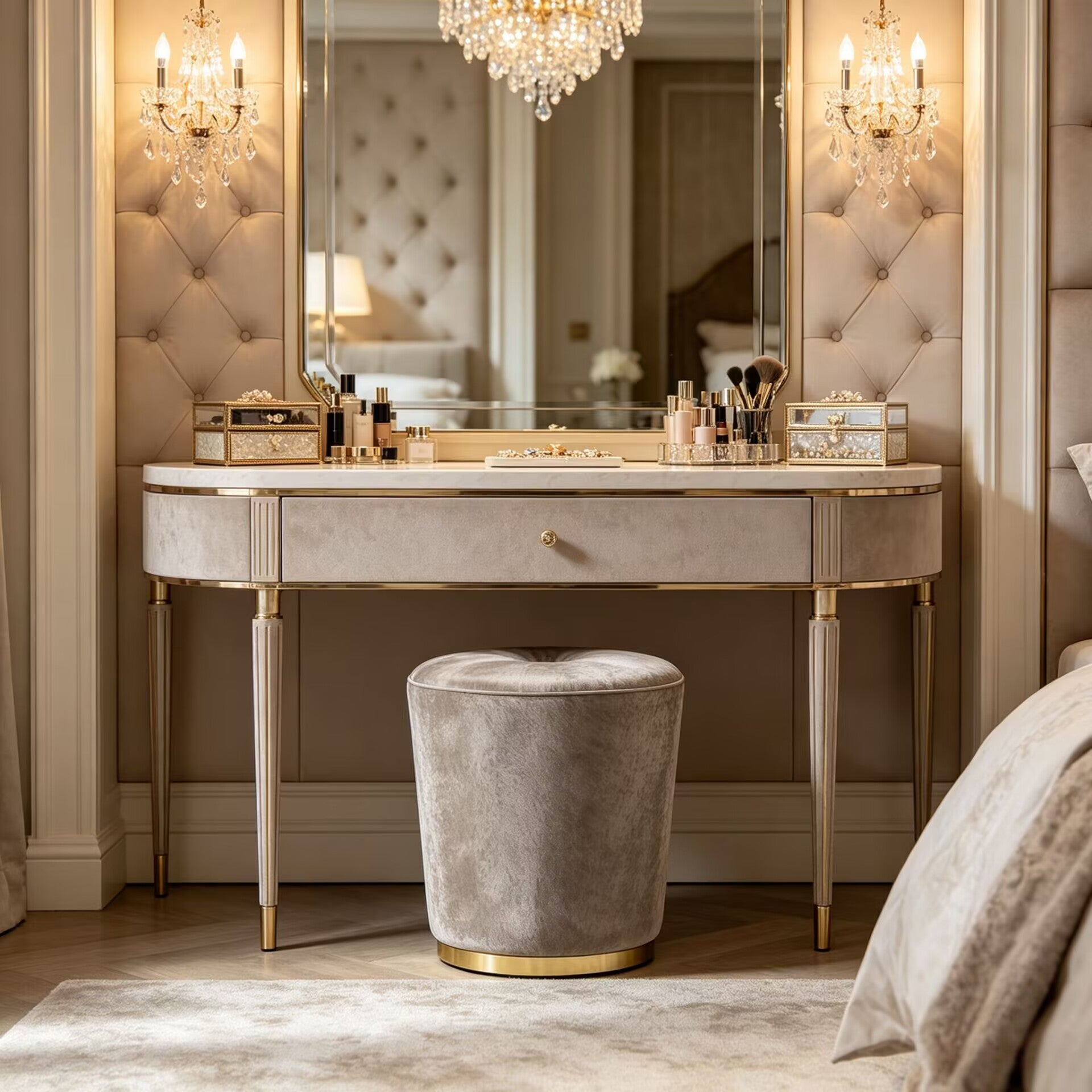 Tresor Luxurious Creativity High-End Velvet Upholstery Vanity Stool