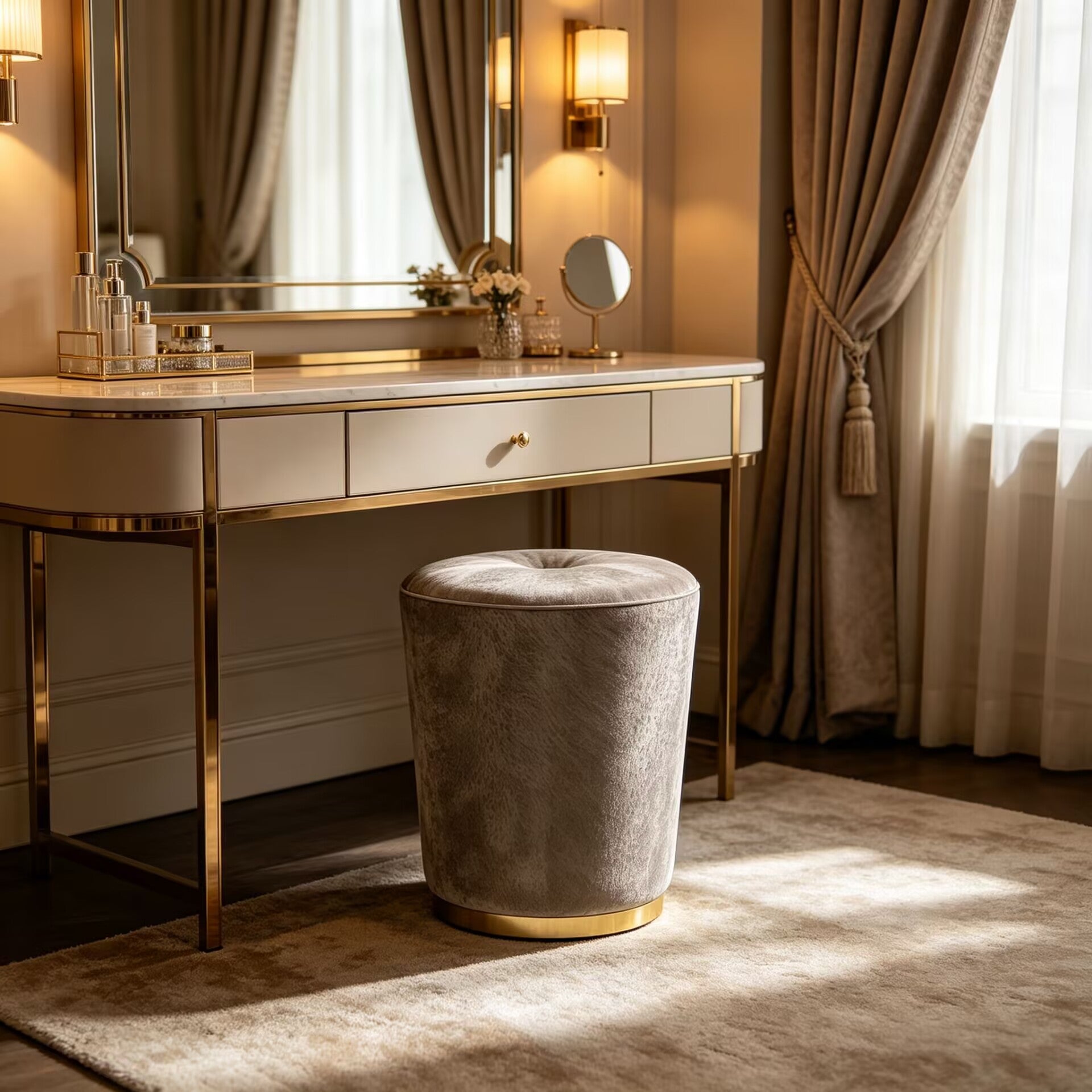 Tresor Luxurious Creativity High-End Velvet Upholstery Vanity Stool
