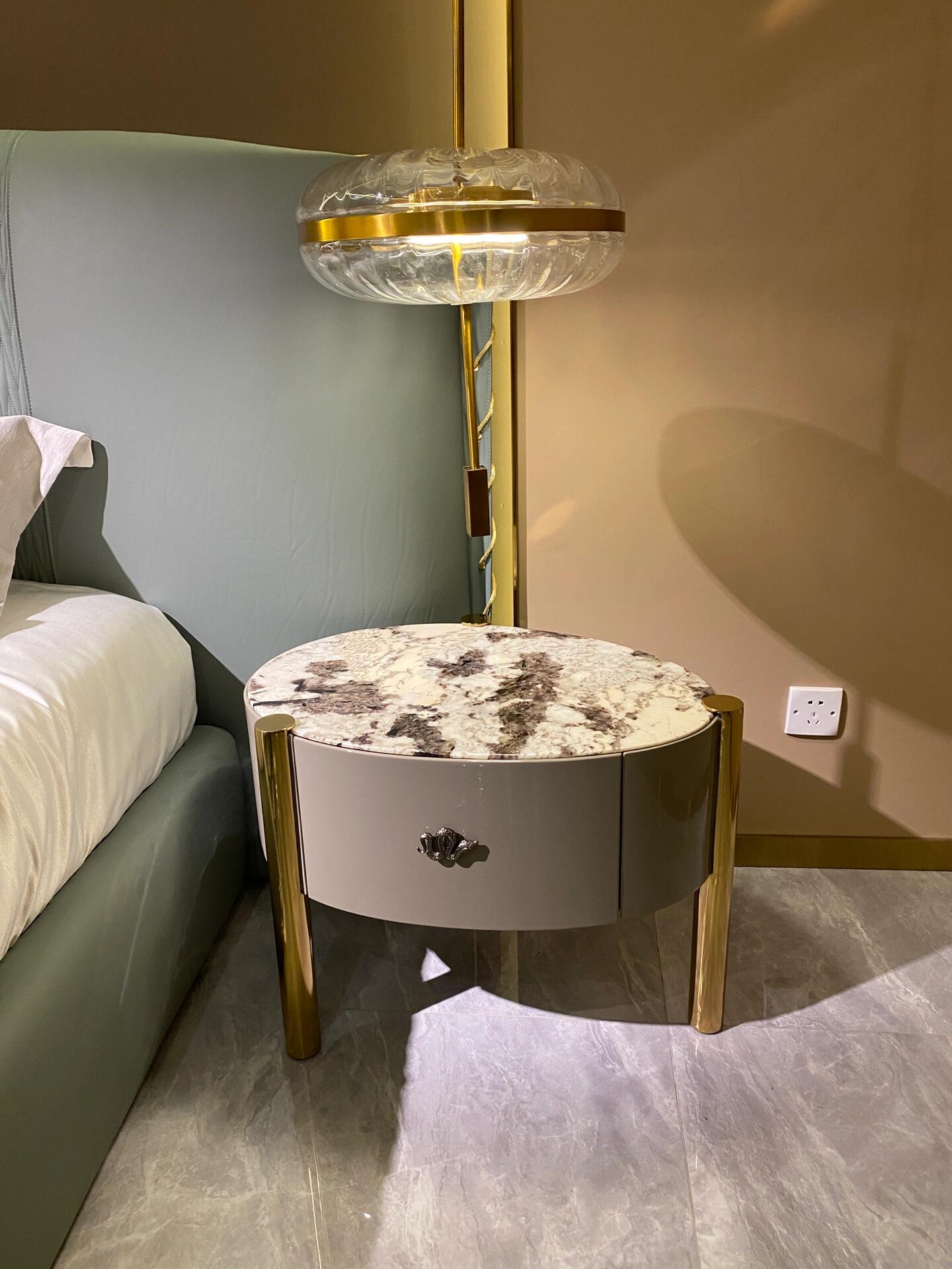 Trinidad High End Luxurious Marble Creative Leather Bedside Table