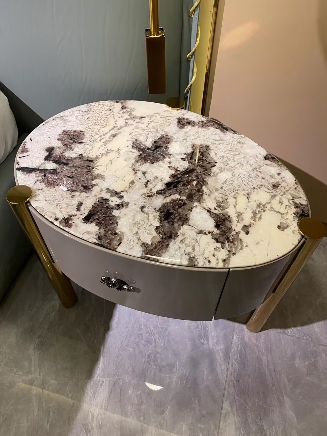 Trinidad High End Luxurious Marble Creative Leather Bedside Table