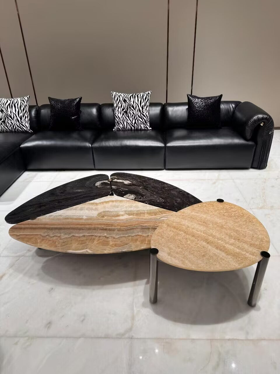Trinidad Designer Irregular Marble Artistic Splicing Coffee Table