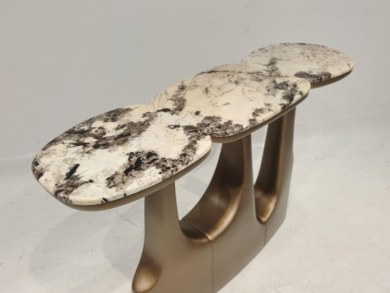 Tritych Luxurious Stainless Steel Irregular Designer Marble Console