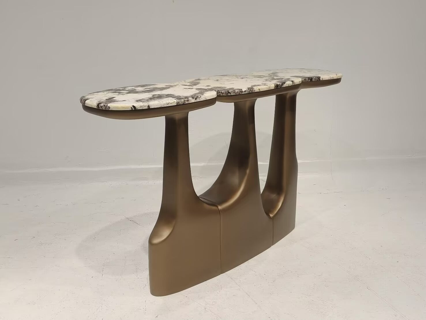 Tritych Luxurious Stainless Steel Irregular Designer Marble Console