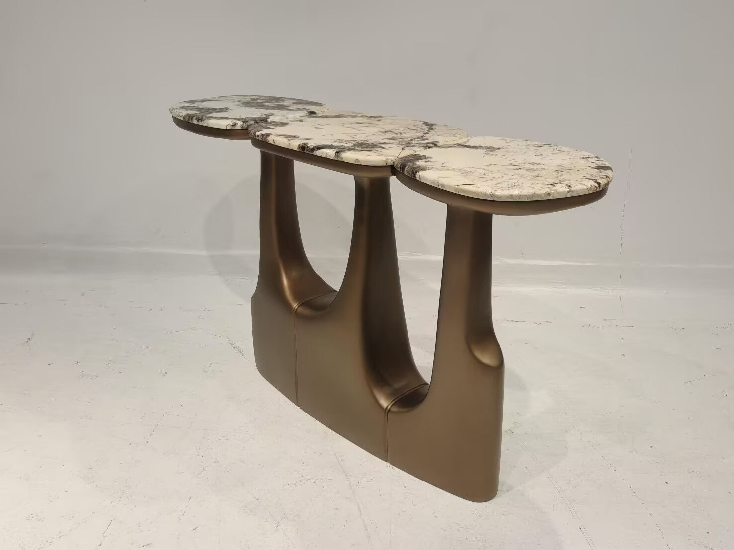 Tritych Luxurious Stainless Steel Irregular Designer Marble Console
