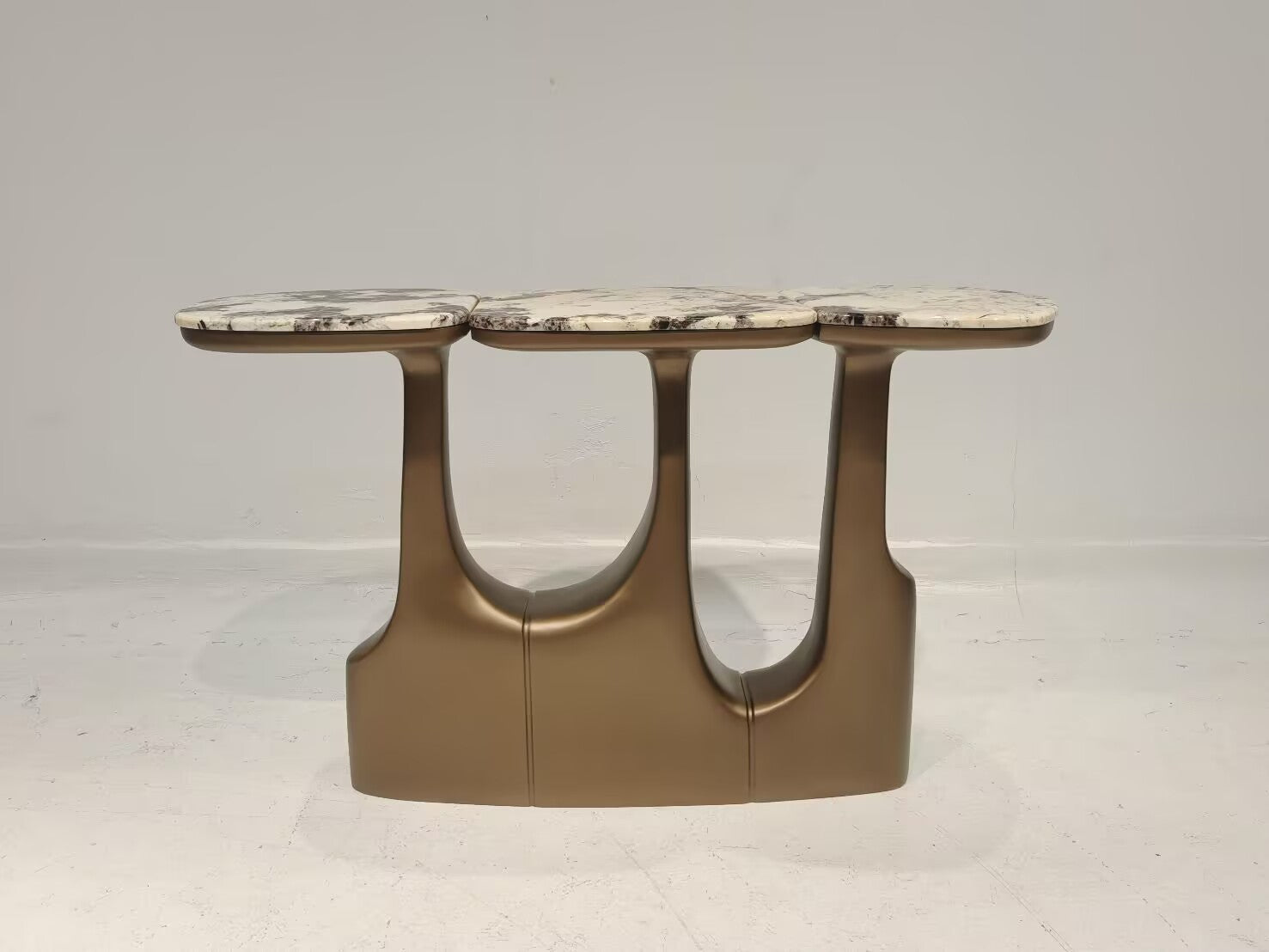 Tritych Luxurious Stainless Steel Irregular Designer Marble Console