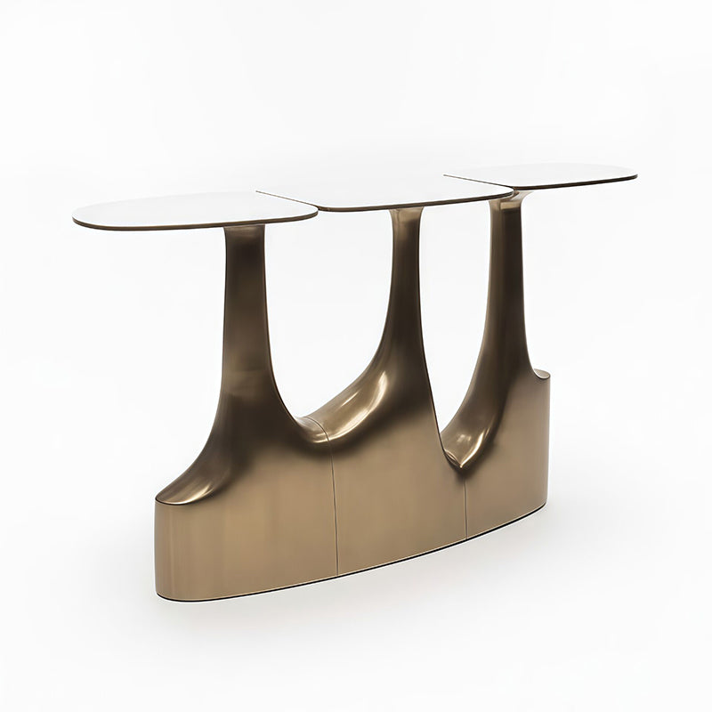 Tritych Luxurious Stainless Steel Irregular Designer Marble Console