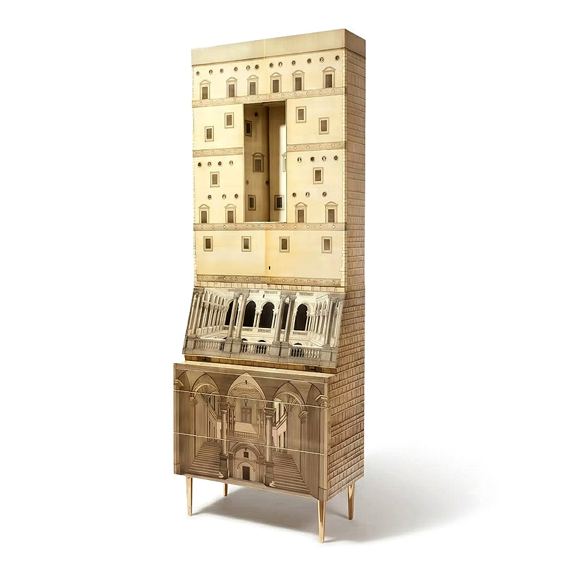 Trumeau Villa Artistic Hand-Drawn Solid Wood Wine Cabinet