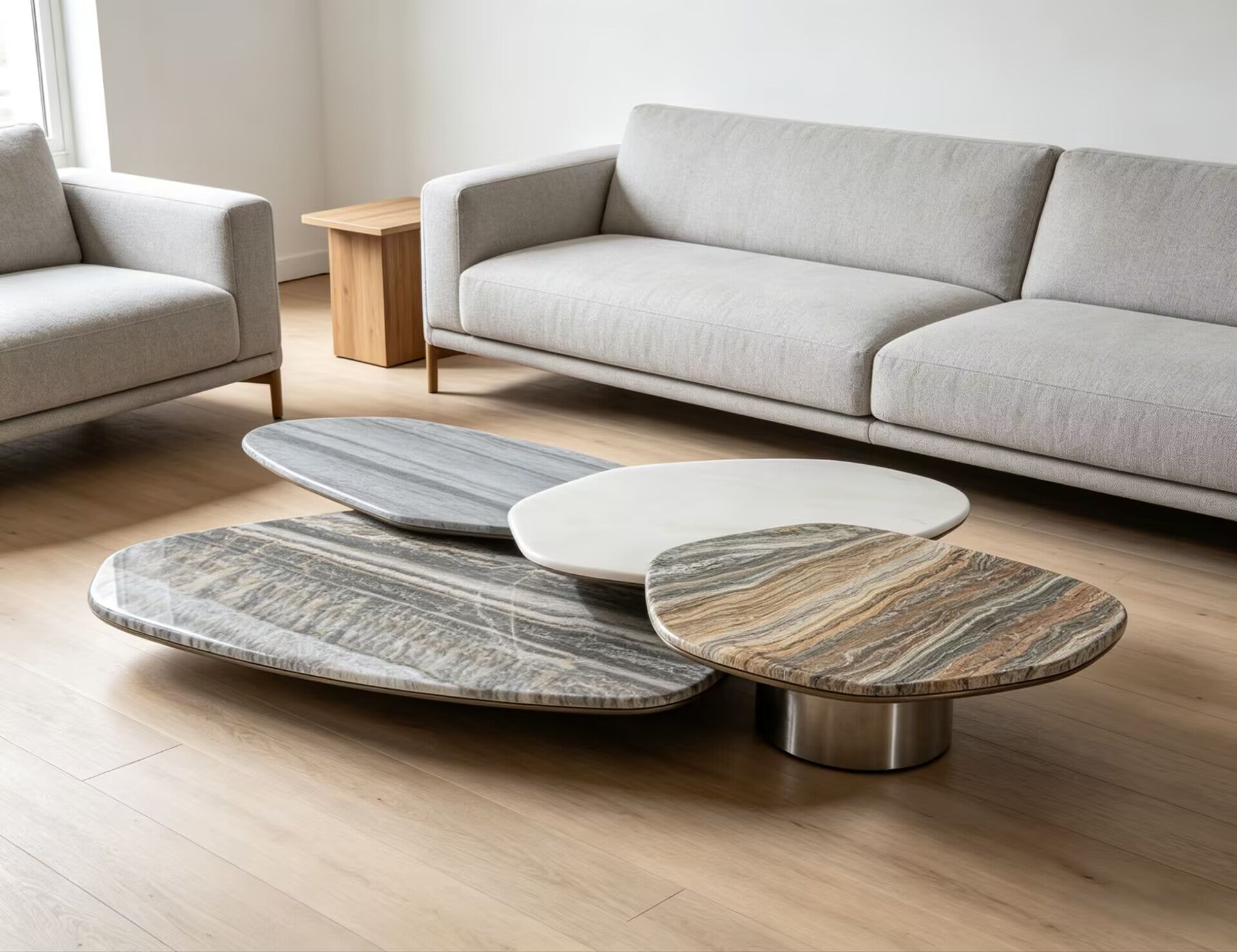 Turkana Artistic Metal Irregular Marble Combination Coffee Table