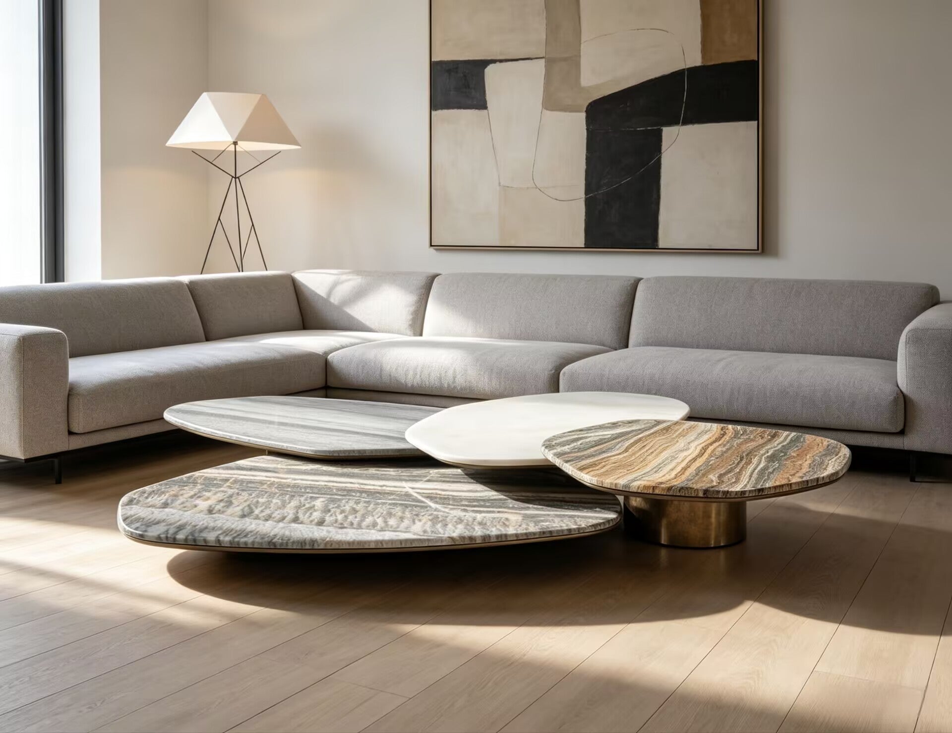Turkana Artistic Metal Irregular Marble Combination Coffee Table