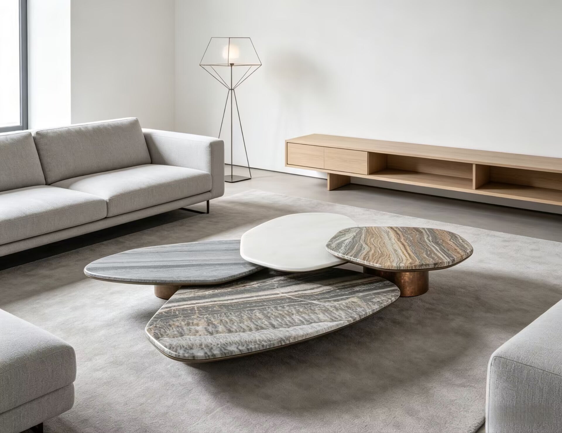 Turkana Artistic Metal Irregular Marble Combination Coffee Table
