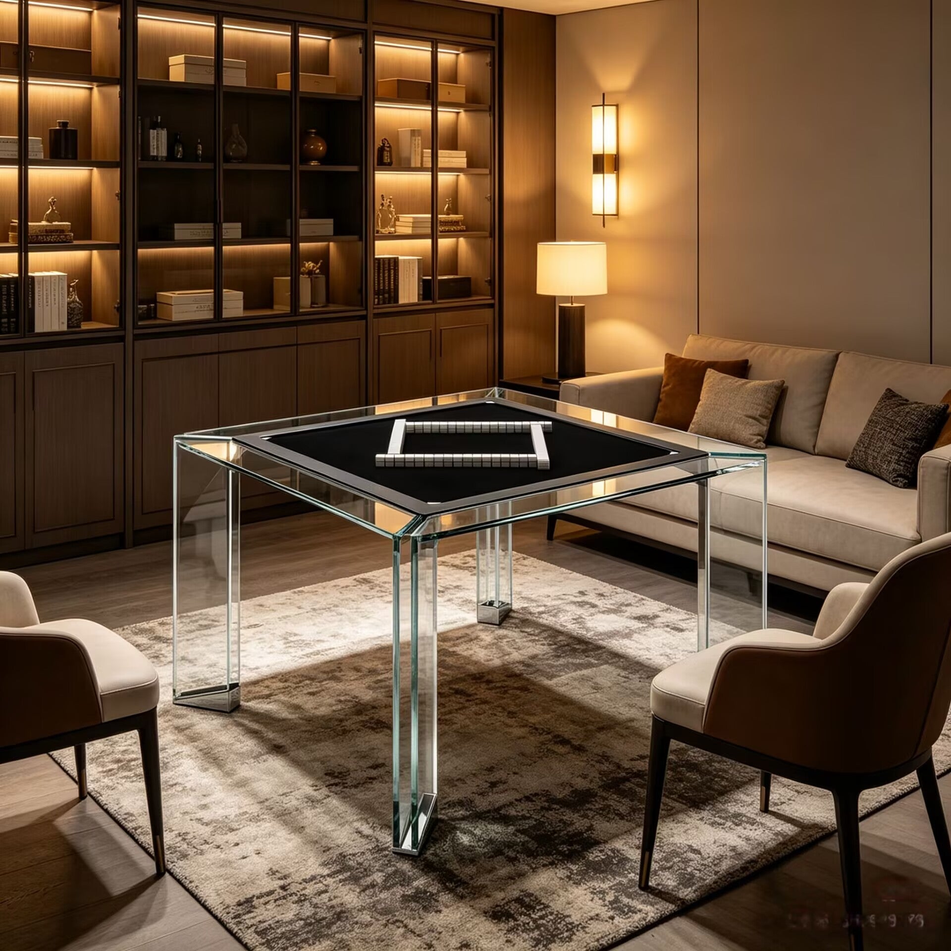 Tuttuno Italian Upscale Art Customize Tempered Glass Mahjong Table