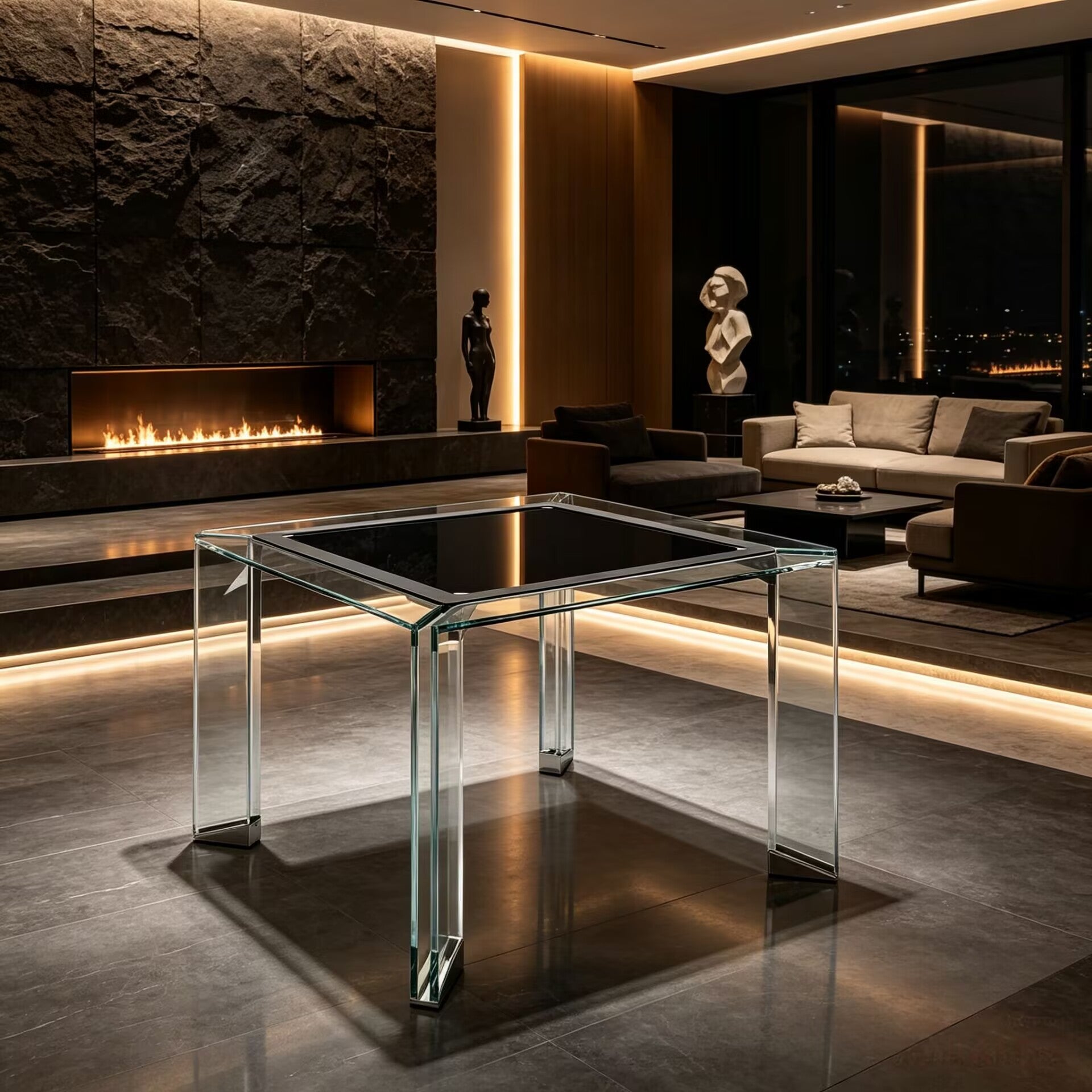 Tuttuno Italian Upscale Art Customize Tempered Glass Mahjong Table