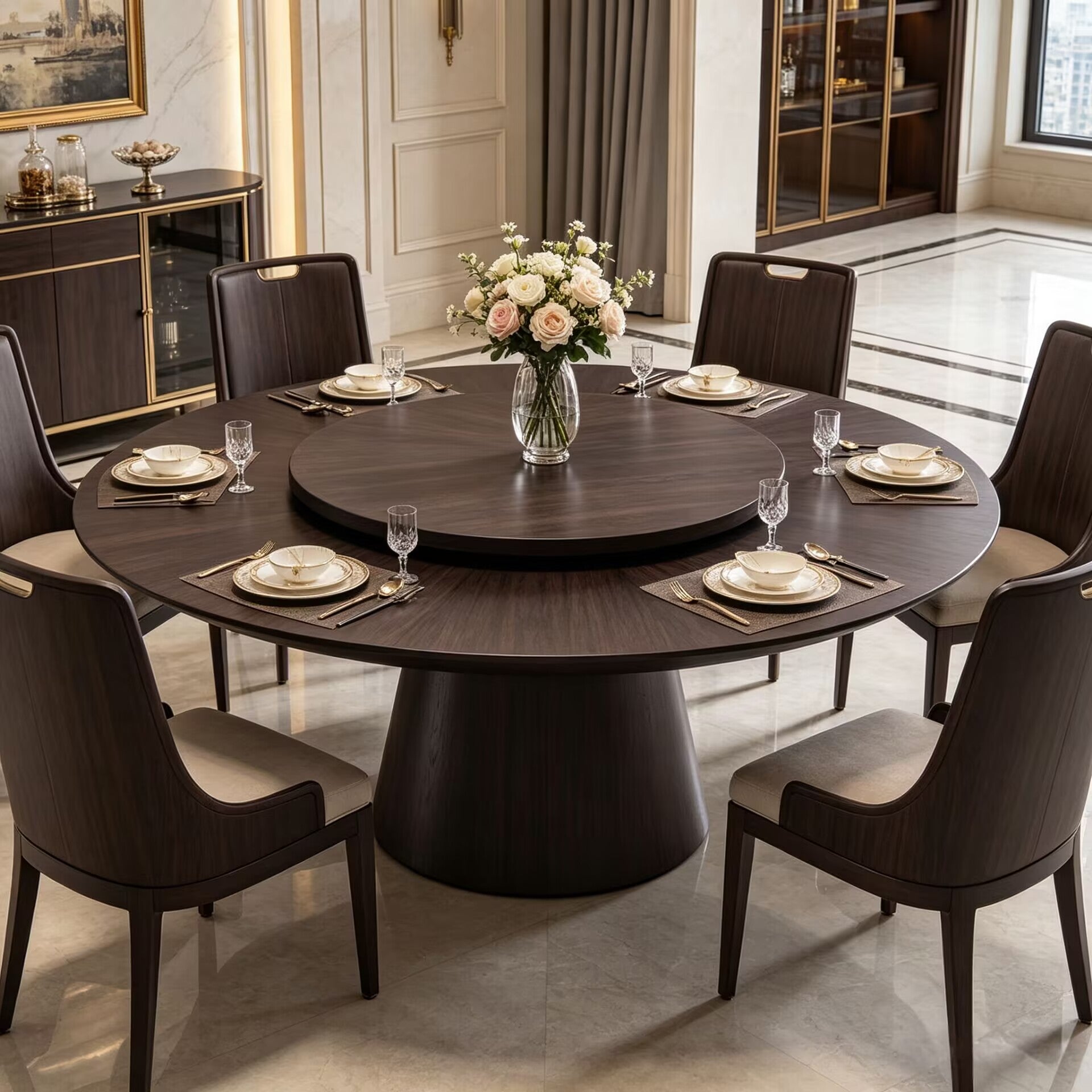 Ufo Villa Modern Minimalism Solid Wood Customize Round Dining Table