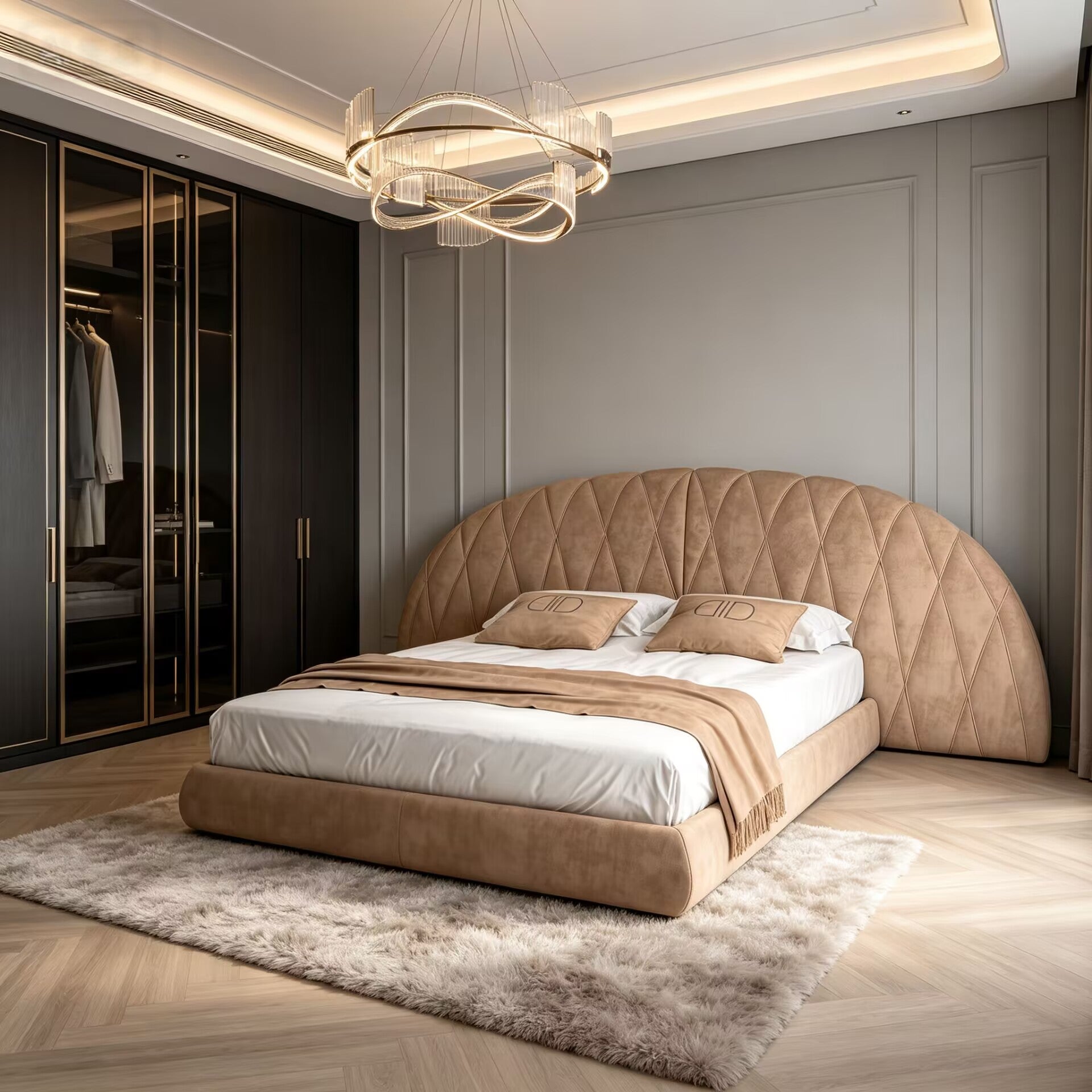 ulisse luxury bedroom Minimalism Fabric Widescreen Double bed