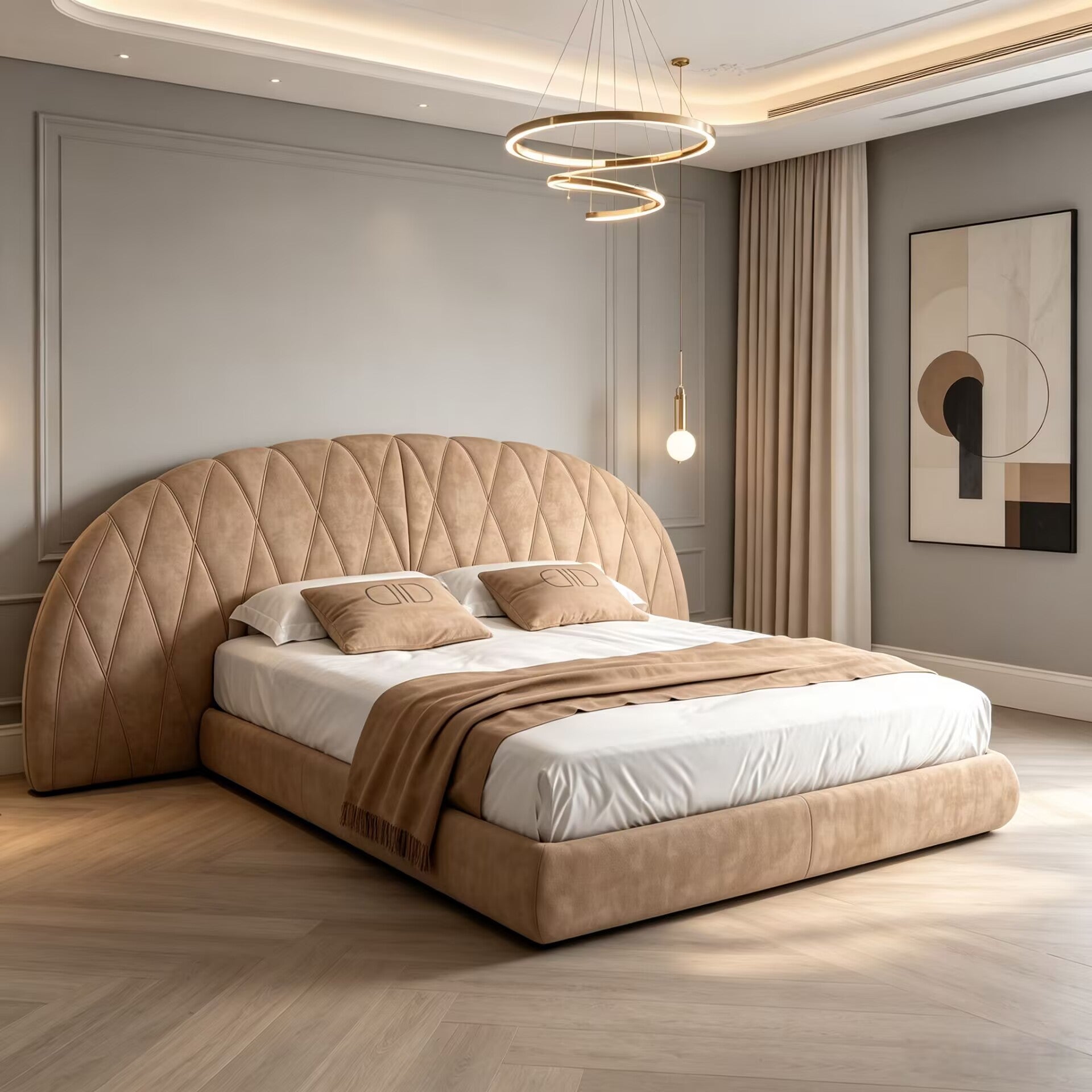 ulisse luxury bedroom Minimalism Fabric Widescreen Double bed