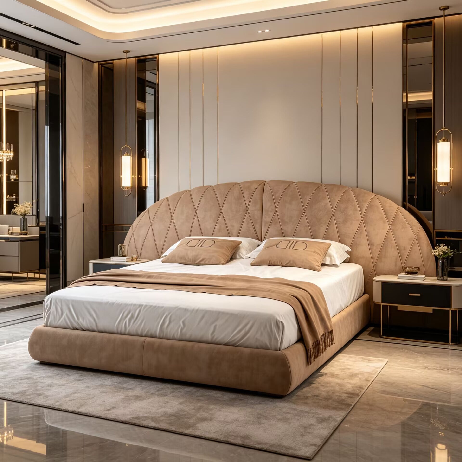 ulisse luxury bedroom Minimalism Fabric Widescreen Double bed