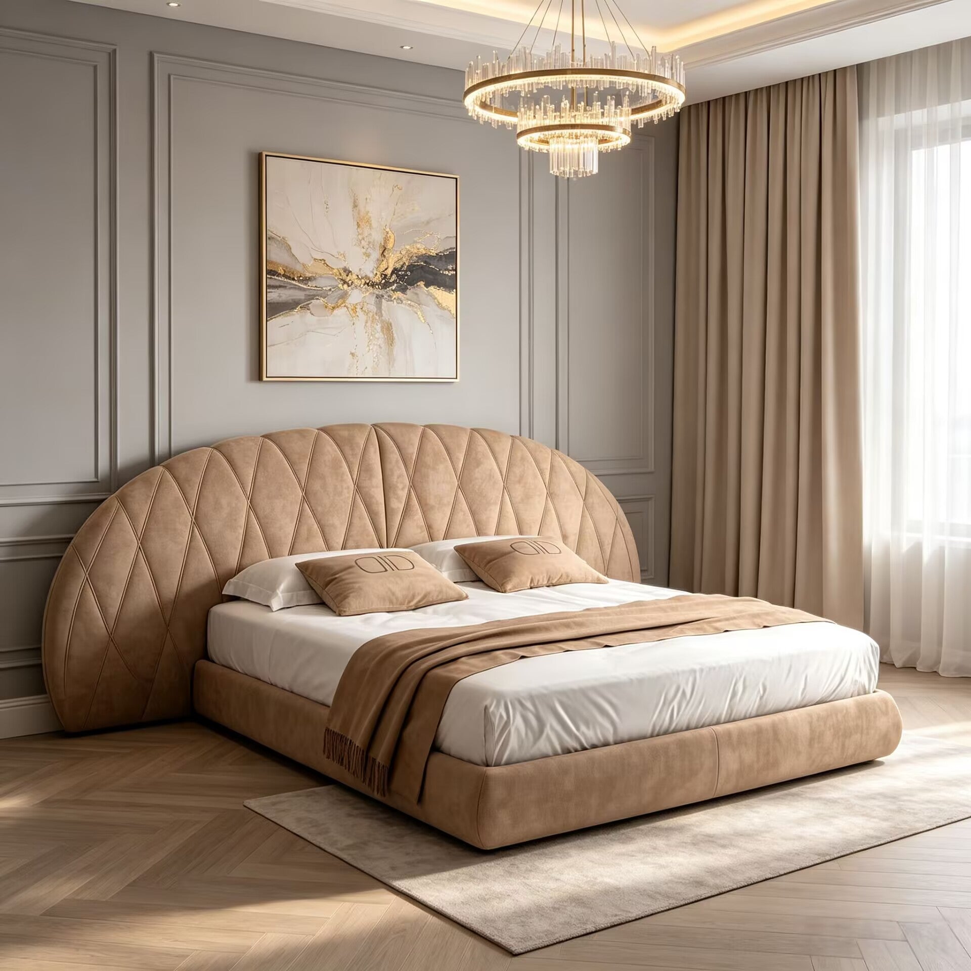 ulisse luxury bedroom Minimalism Fabric Widescreen Double bed
