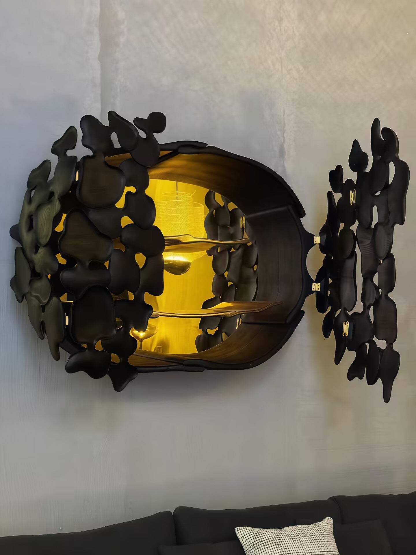 Unintended Unique Irregular Art Wall-Mounted Solid Wood Wine Cabinet