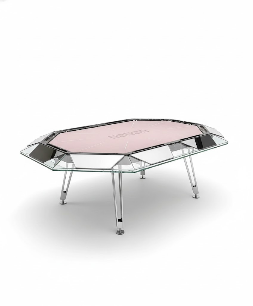 Unootto Luxury Crystal Tempered Glass High End Poker Table