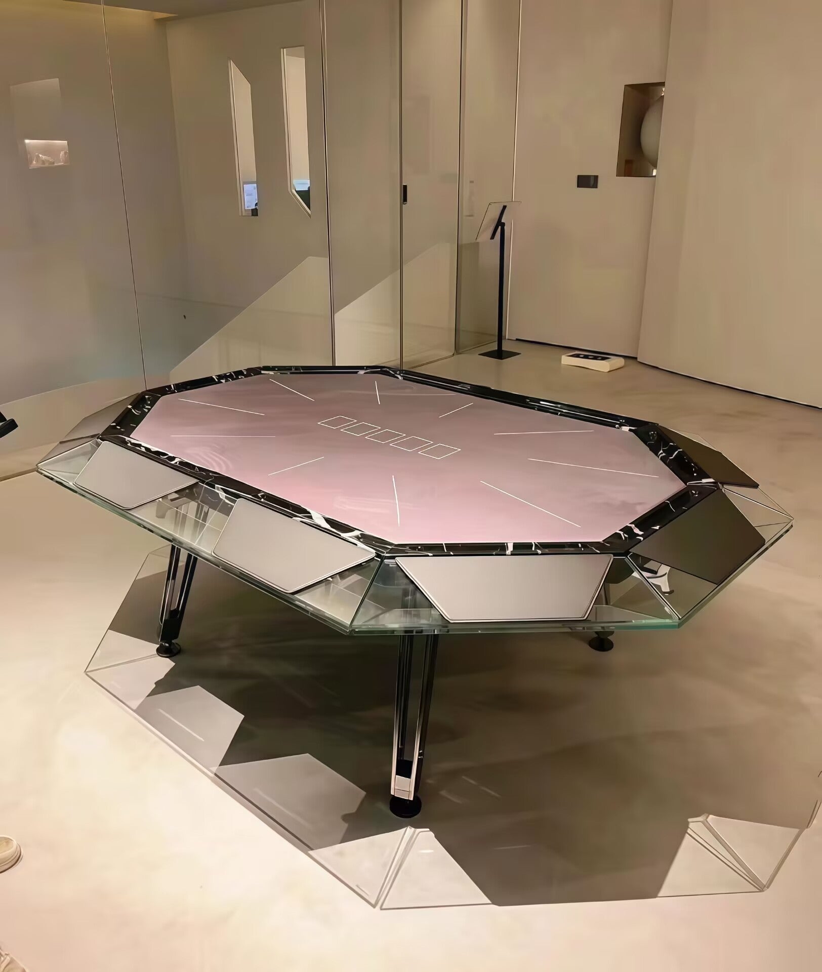 Unootto Luxury Crystal Tempered Glass High End Poker Table