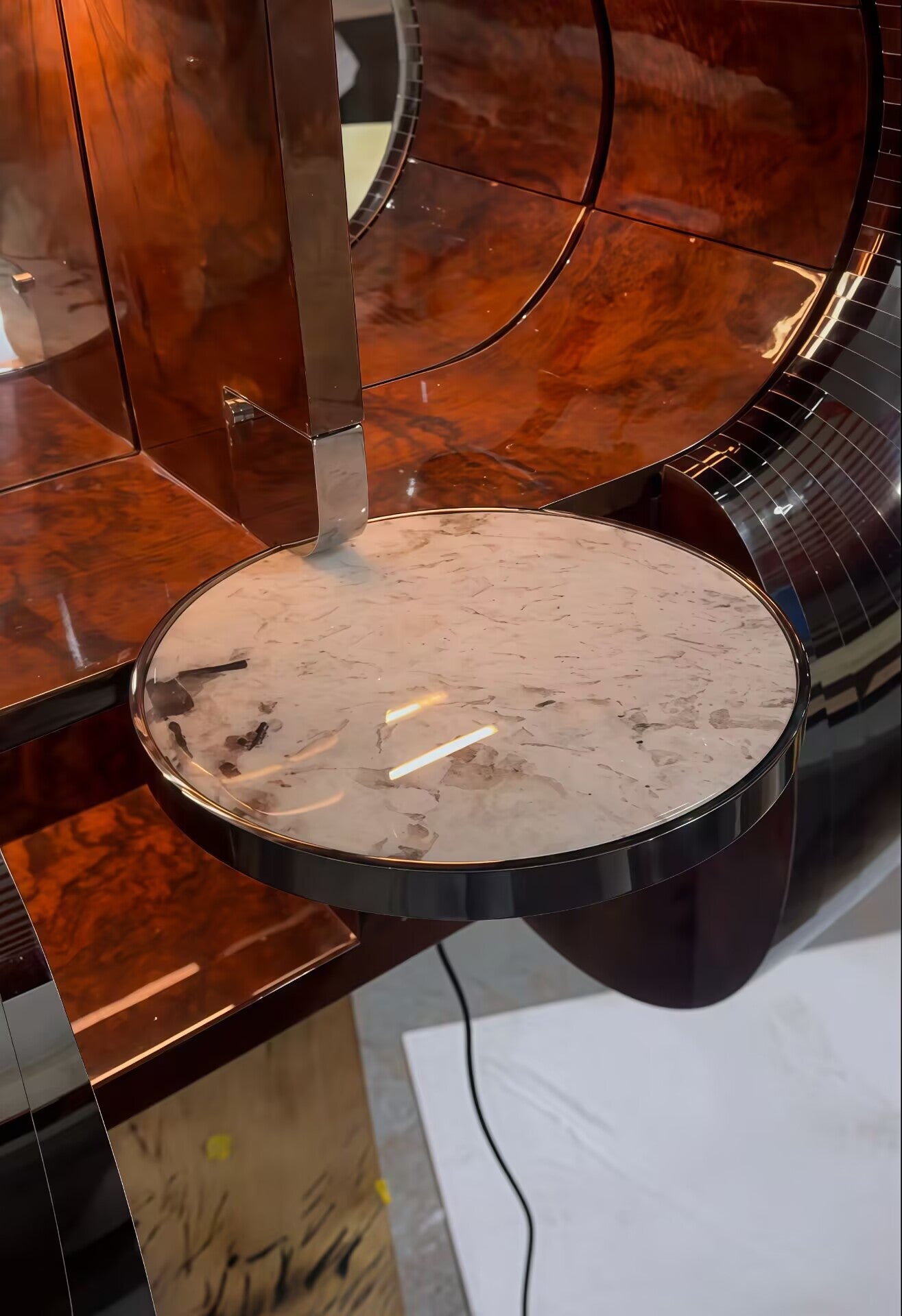 Urchin Modern Art Stainless Steel Retractable Solid Wood Wine Cabinet