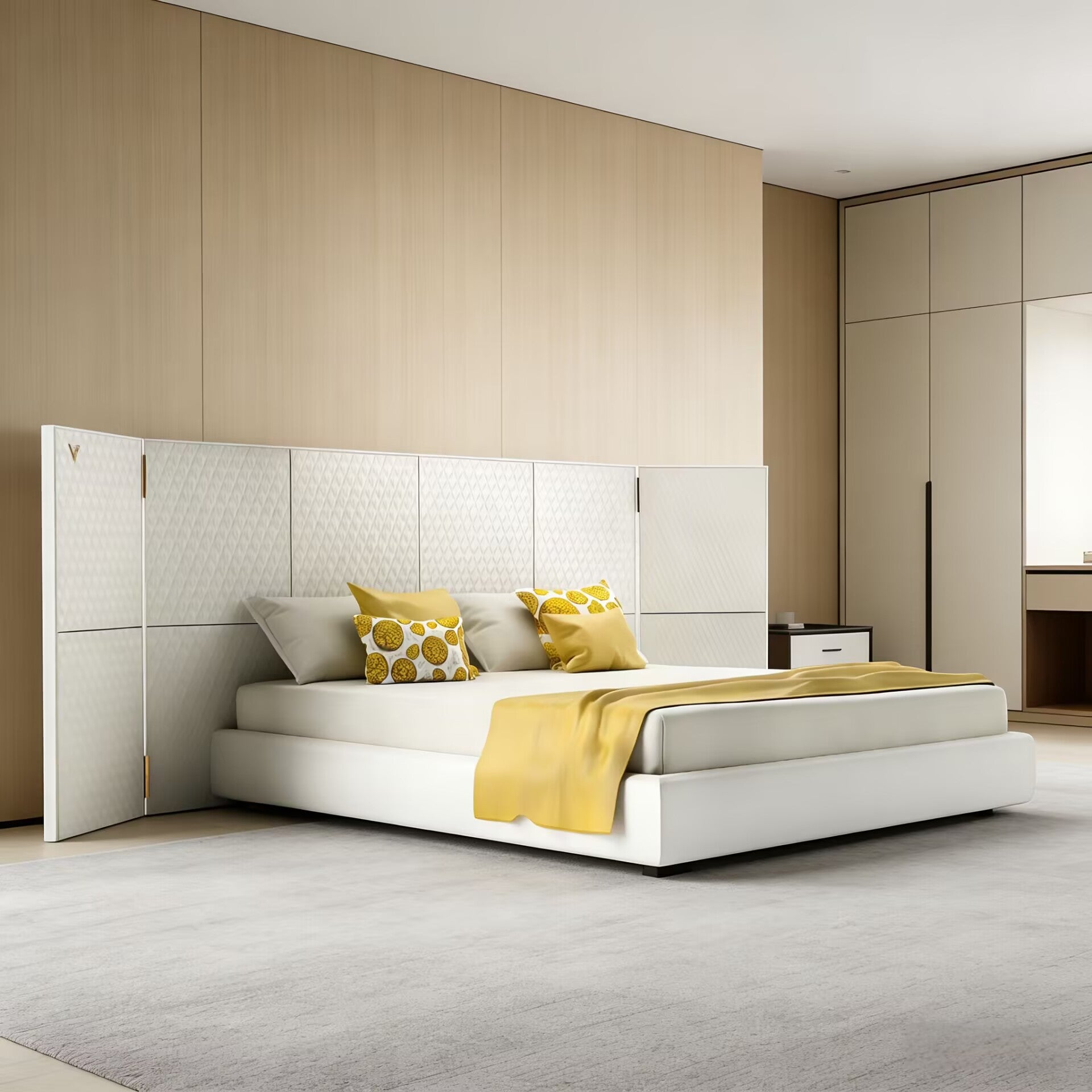 V-King High Quality Luxury Bedroom Genuine Leather Widescreen Bed
