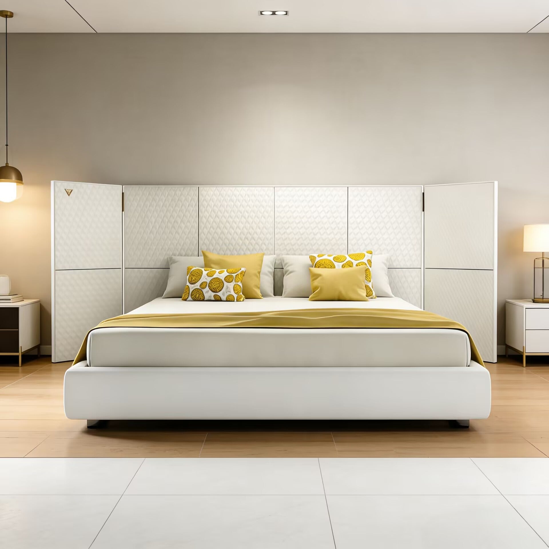 V-King High Quality Luxury Bedroom Genuine Leather Widescreen Bed